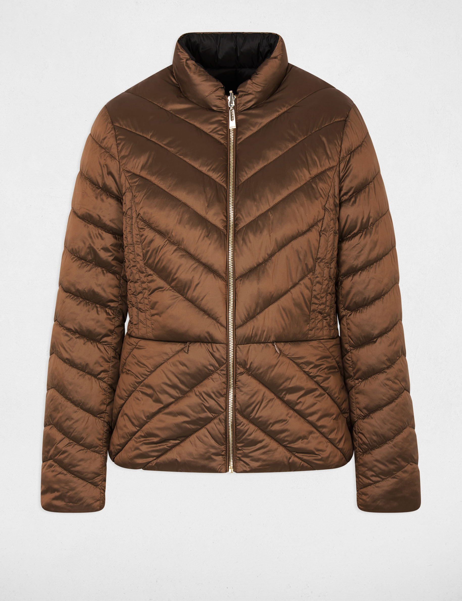 Doudoune r&eacute;versible satin&eacute;e couleur bronze femme