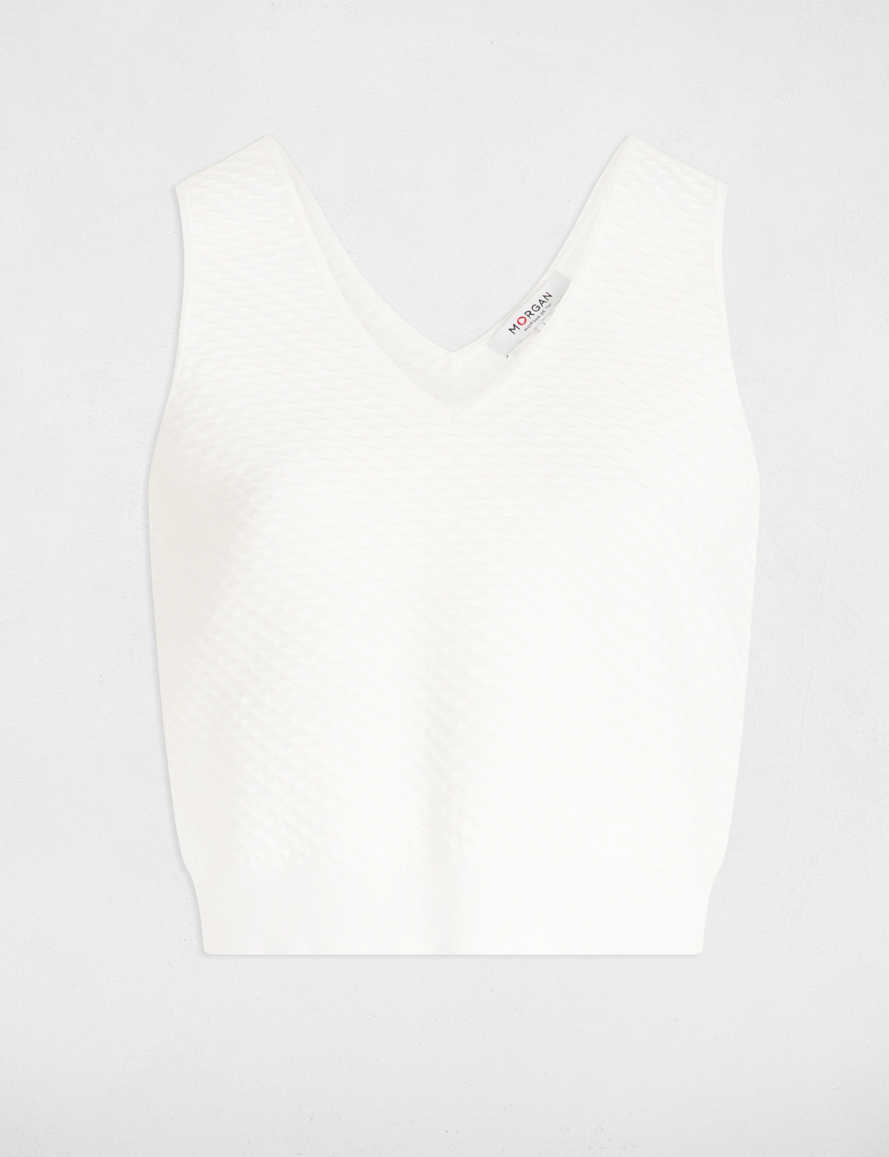 debardeur maille col en v blanc femme Débardeur maille col en V blanc femme