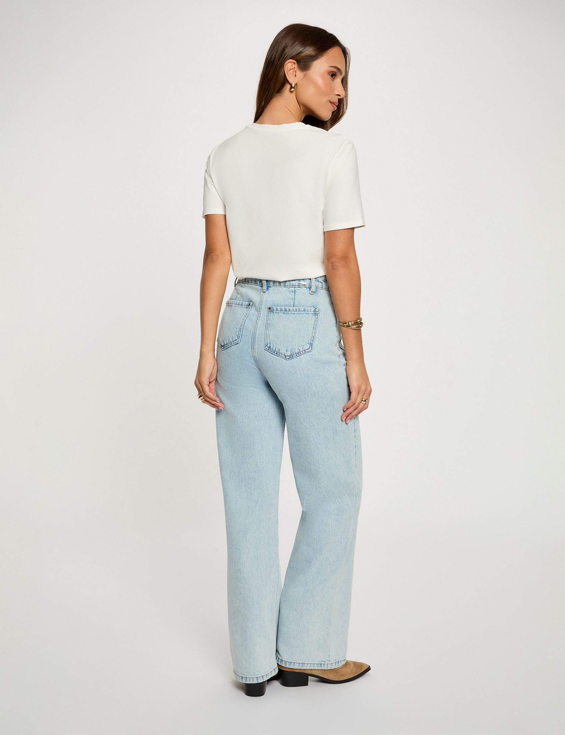 Besticktes T-Shirt mit kurzen &Auml;rmeln weiss damen