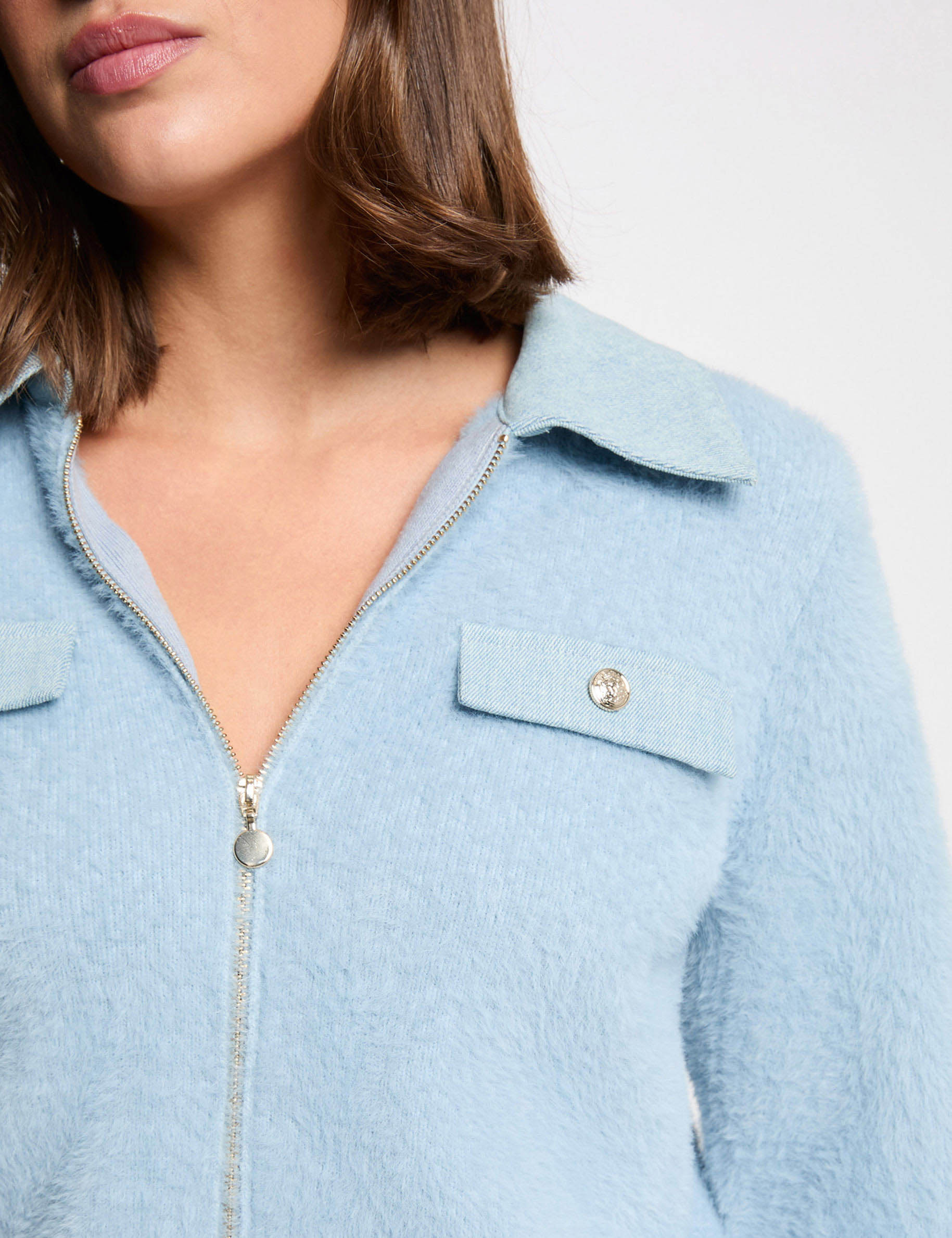 Jacke mit Reverskragen himmelblau damen