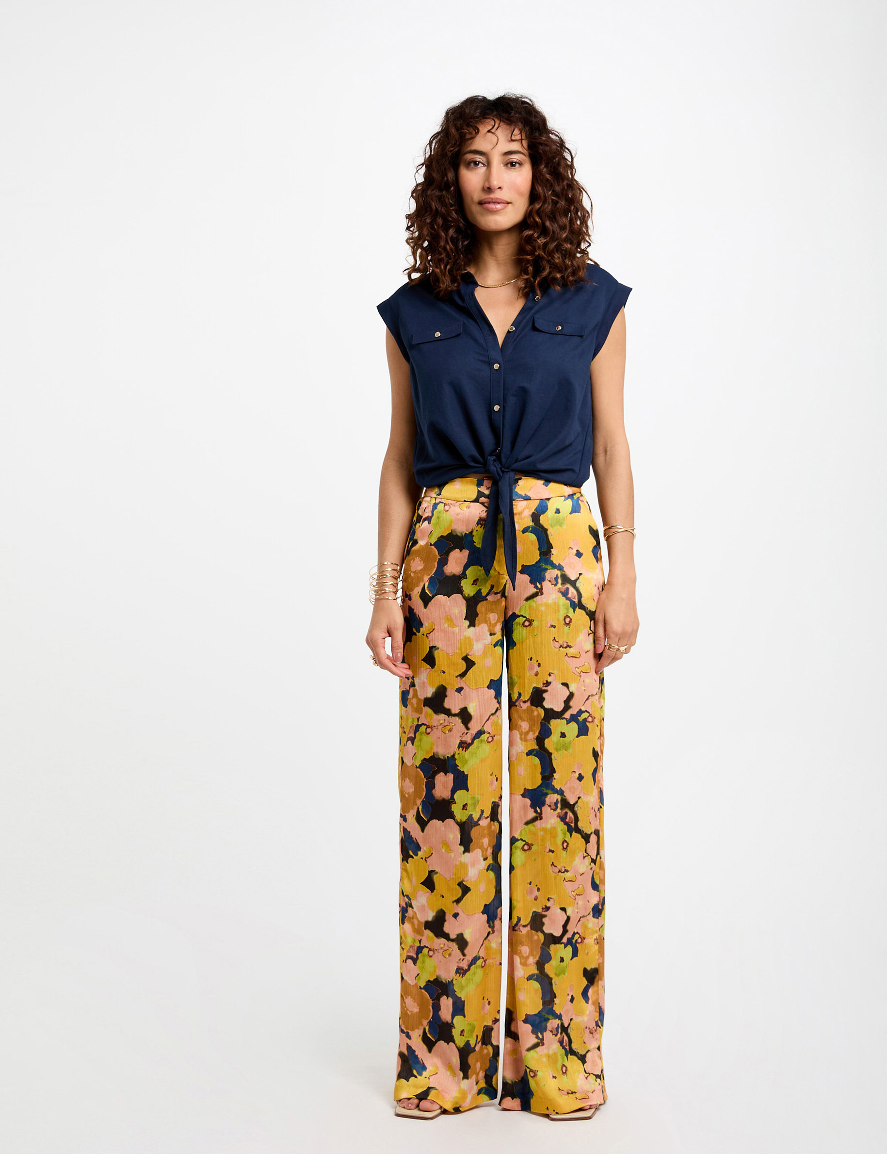weit geschnittene hose mit print mehrfarbig damen Weit geschnittene Hose mit Print mehrfarbig damen