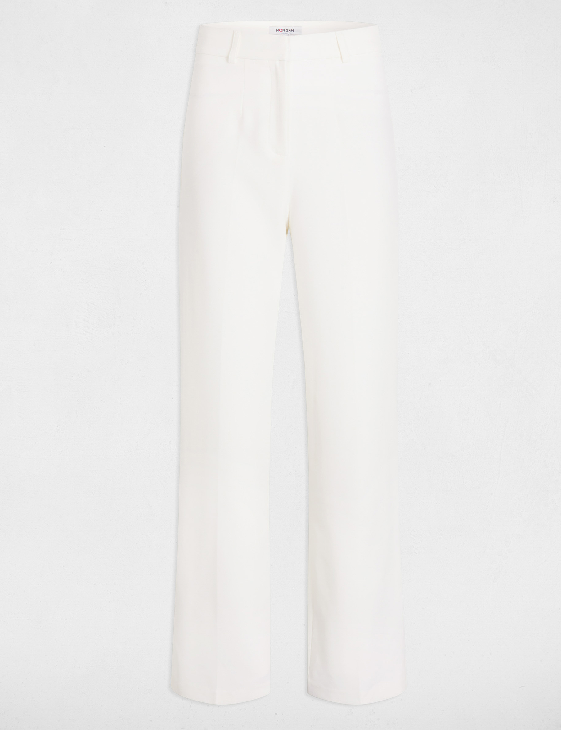 Pantalon droit à pinces blanc femme