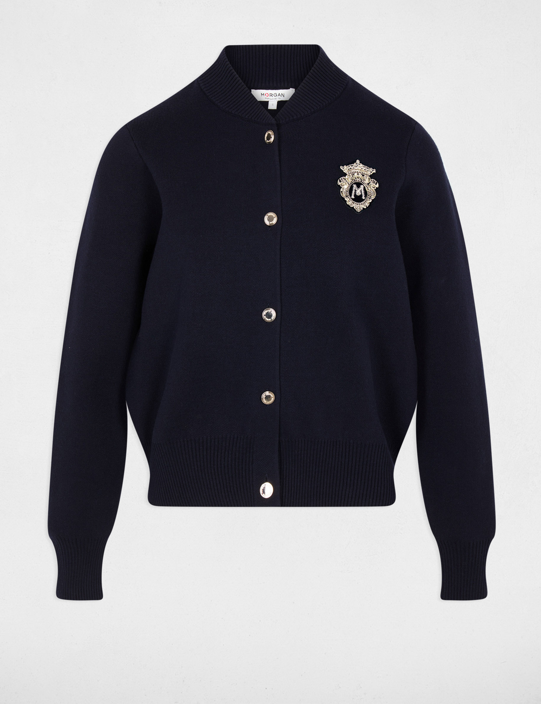Veste col teddy bleu marine femme