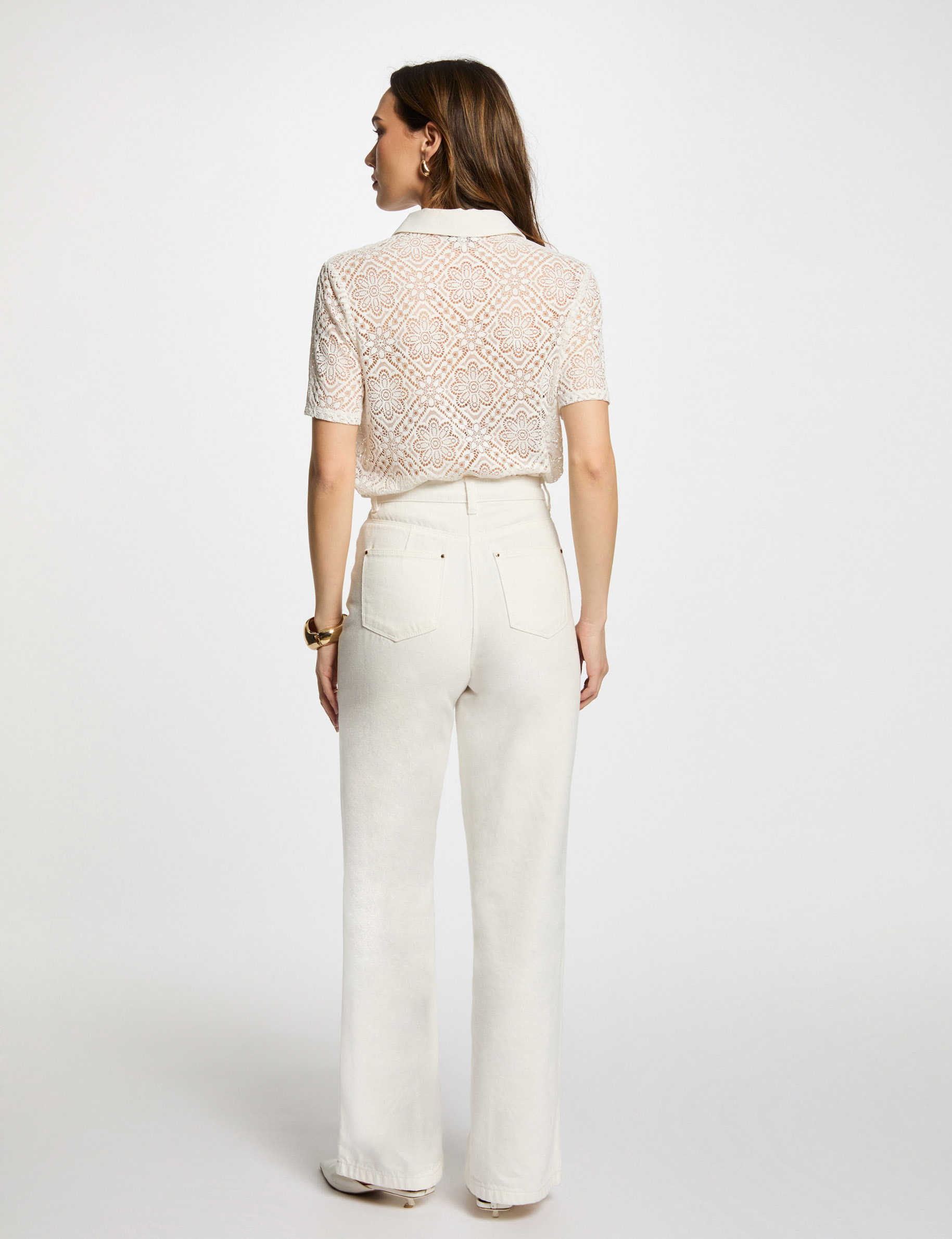 Polo manches courtes blanc femme