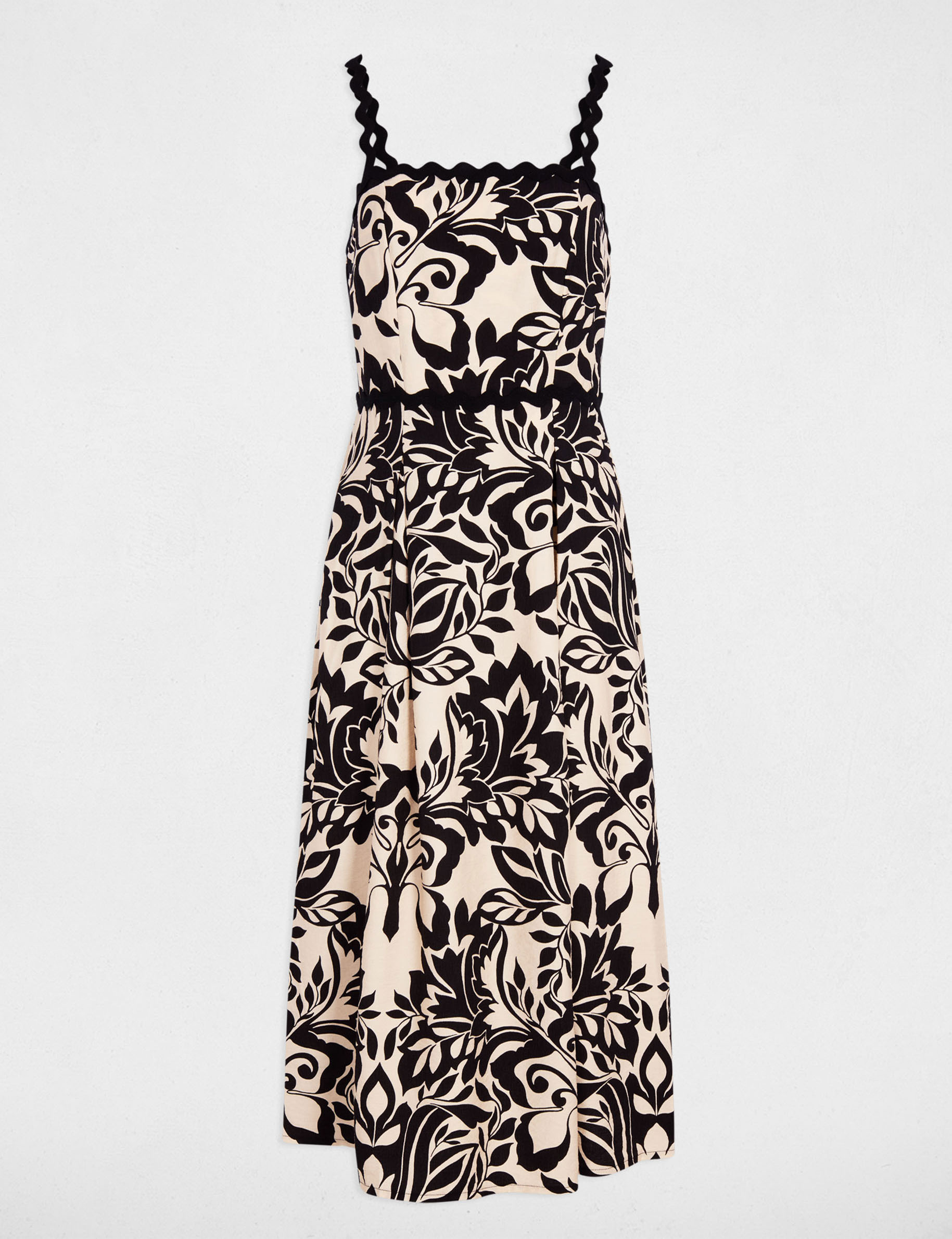 Midikleid mit quadratischem Ausschnitt schwarz damen