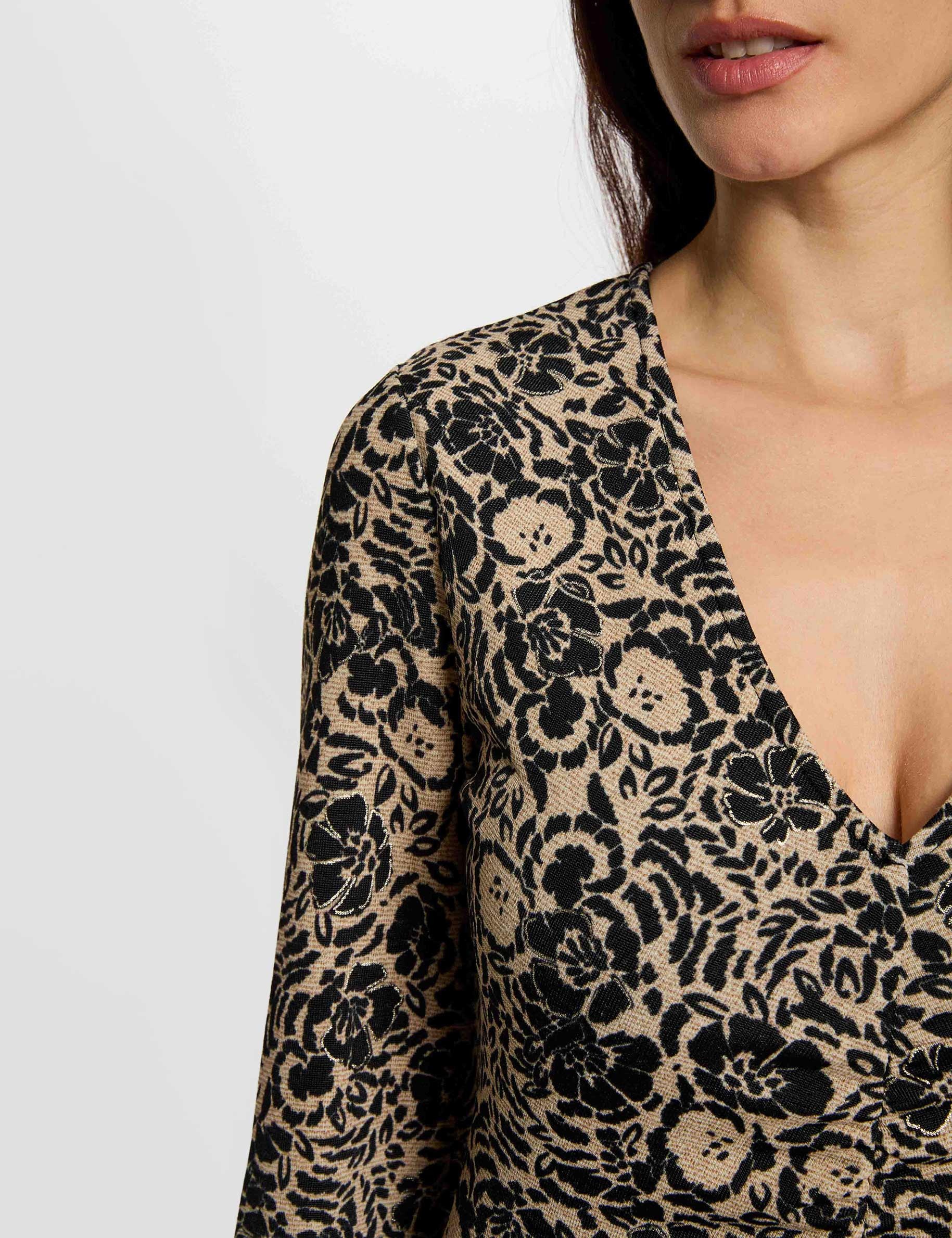 Robe maille col v multicolore femme