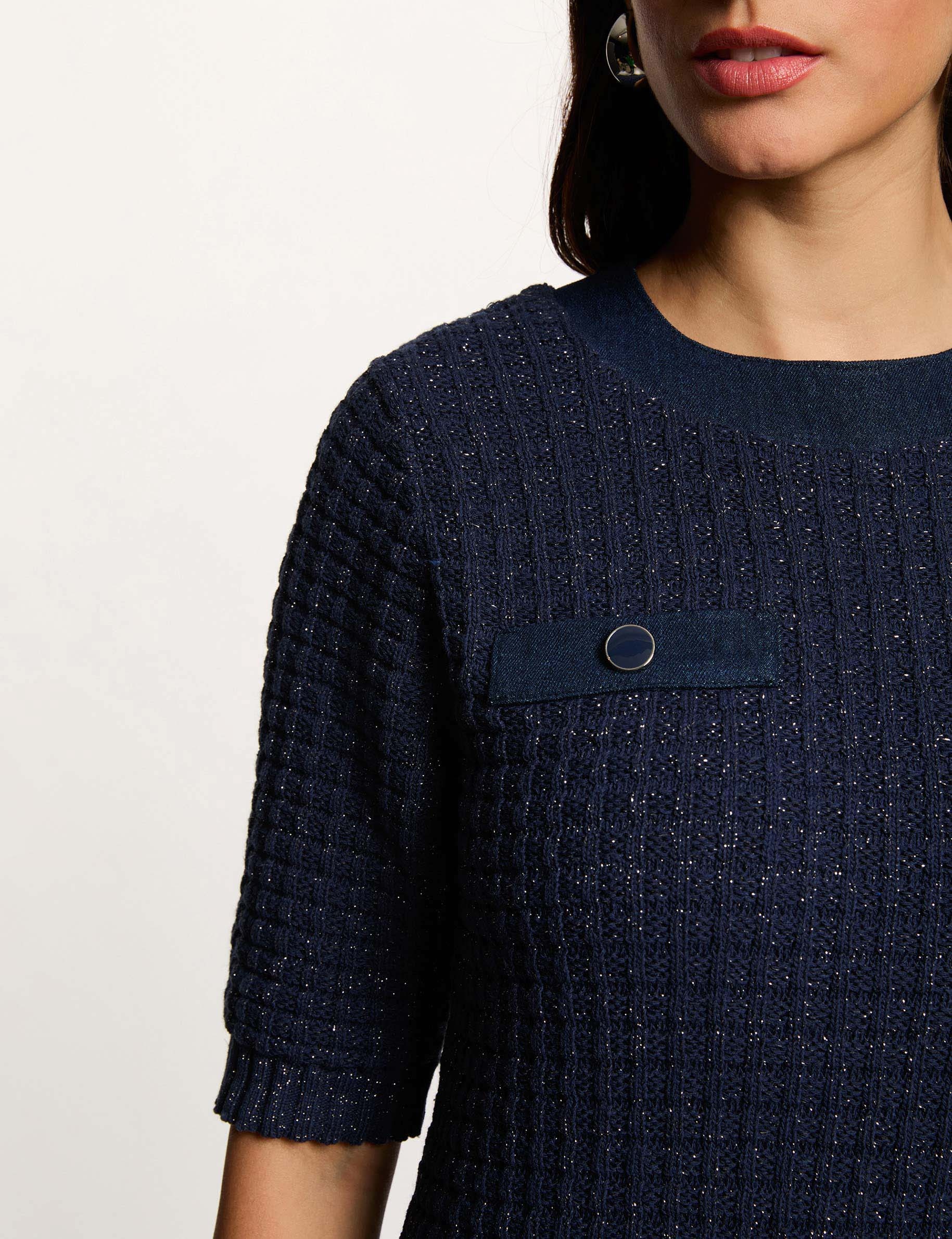 Robe tricot col rond bleu marine femme