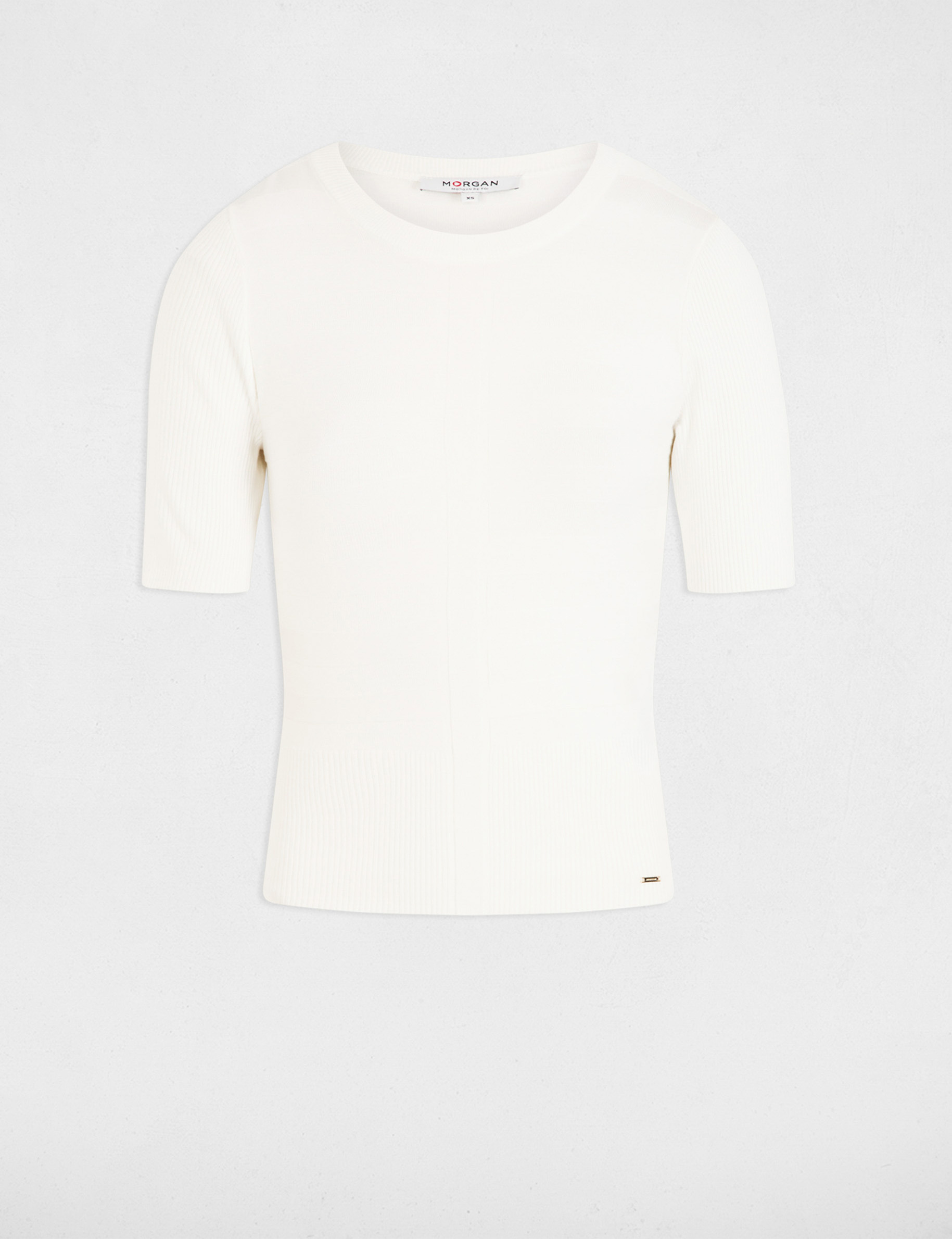 pull col rond manches courtes ivoire femme Pull col rond manches courtes ivoire femme