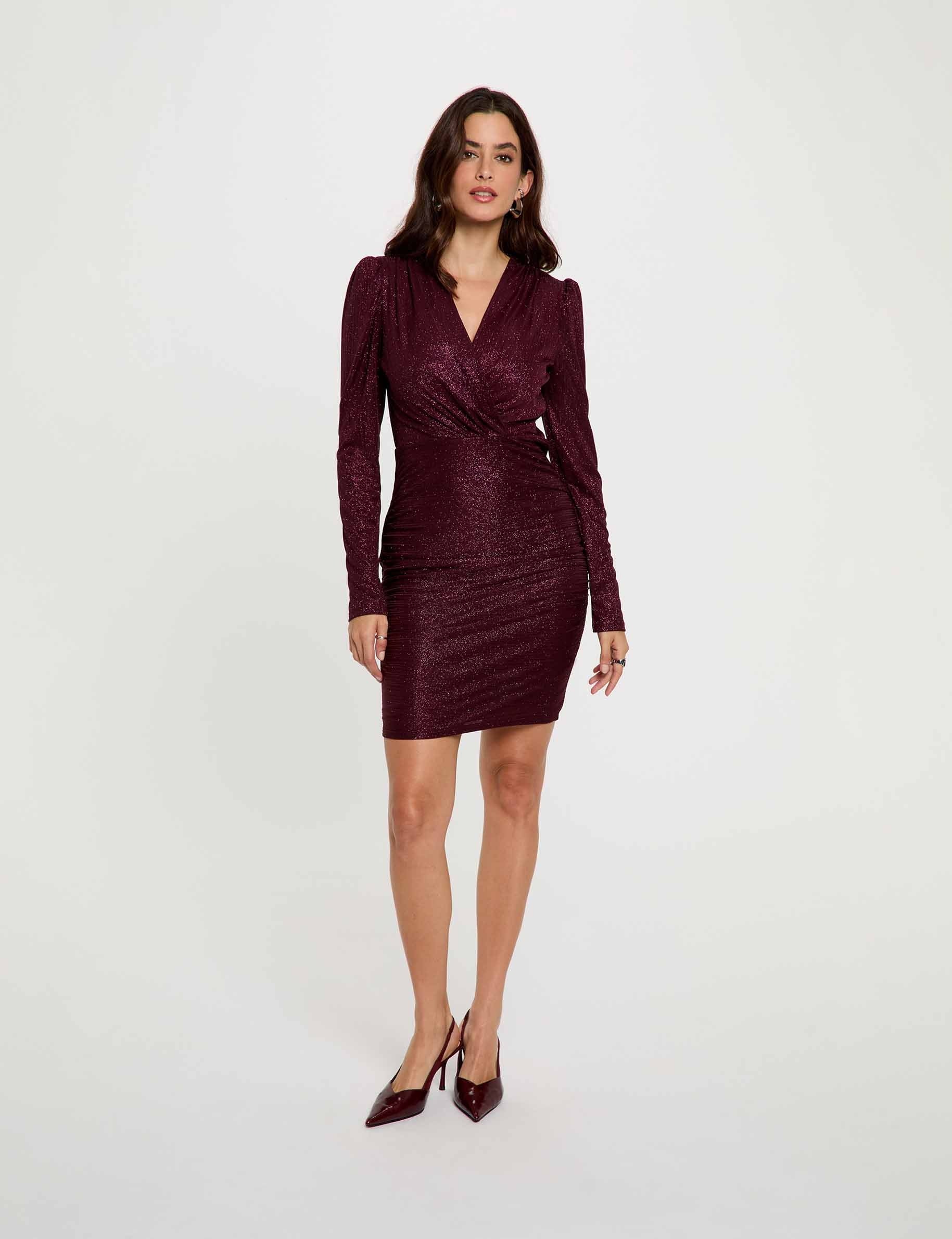 Wickelkleid mit Drapierung bordeaux damen