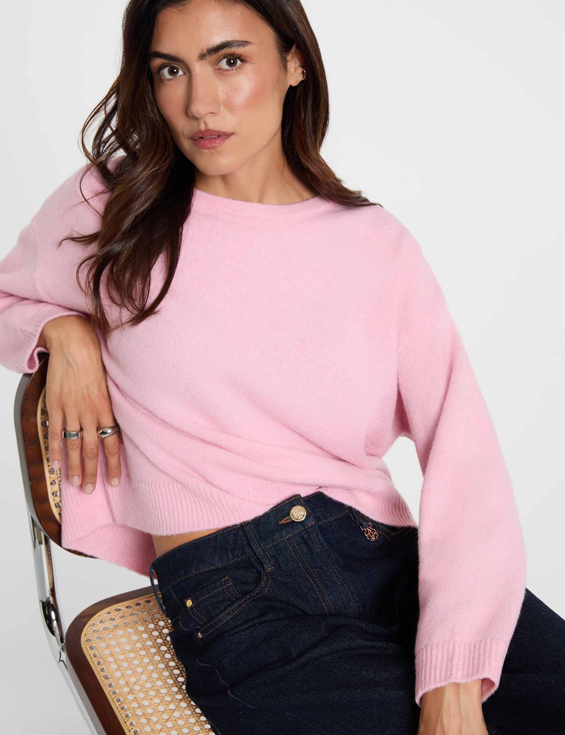 Pullover mit Rundhalsausschnitt pastellrosa damen
