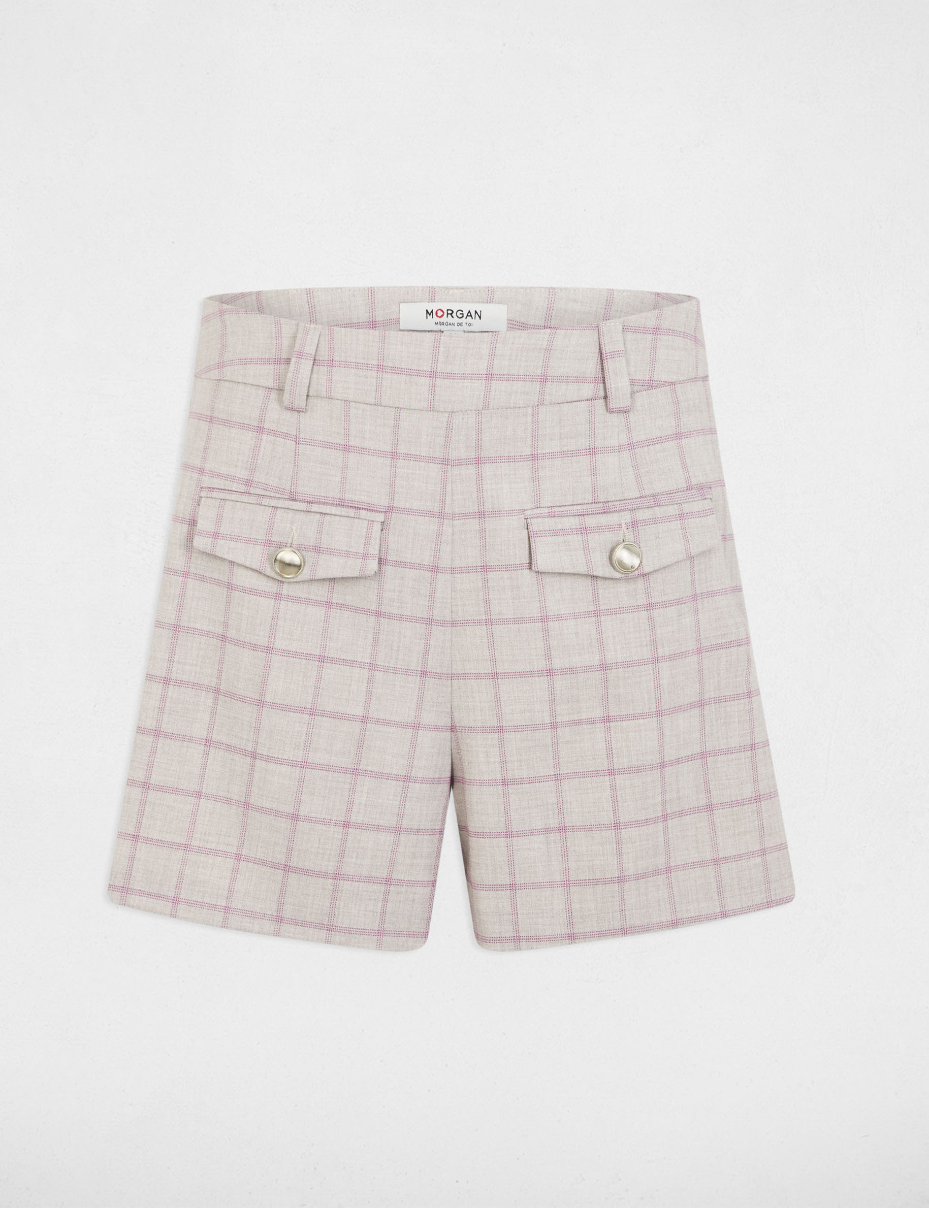 short taille haute a carreaux multicolore femme Short taille haute à carreaux multicolore femme