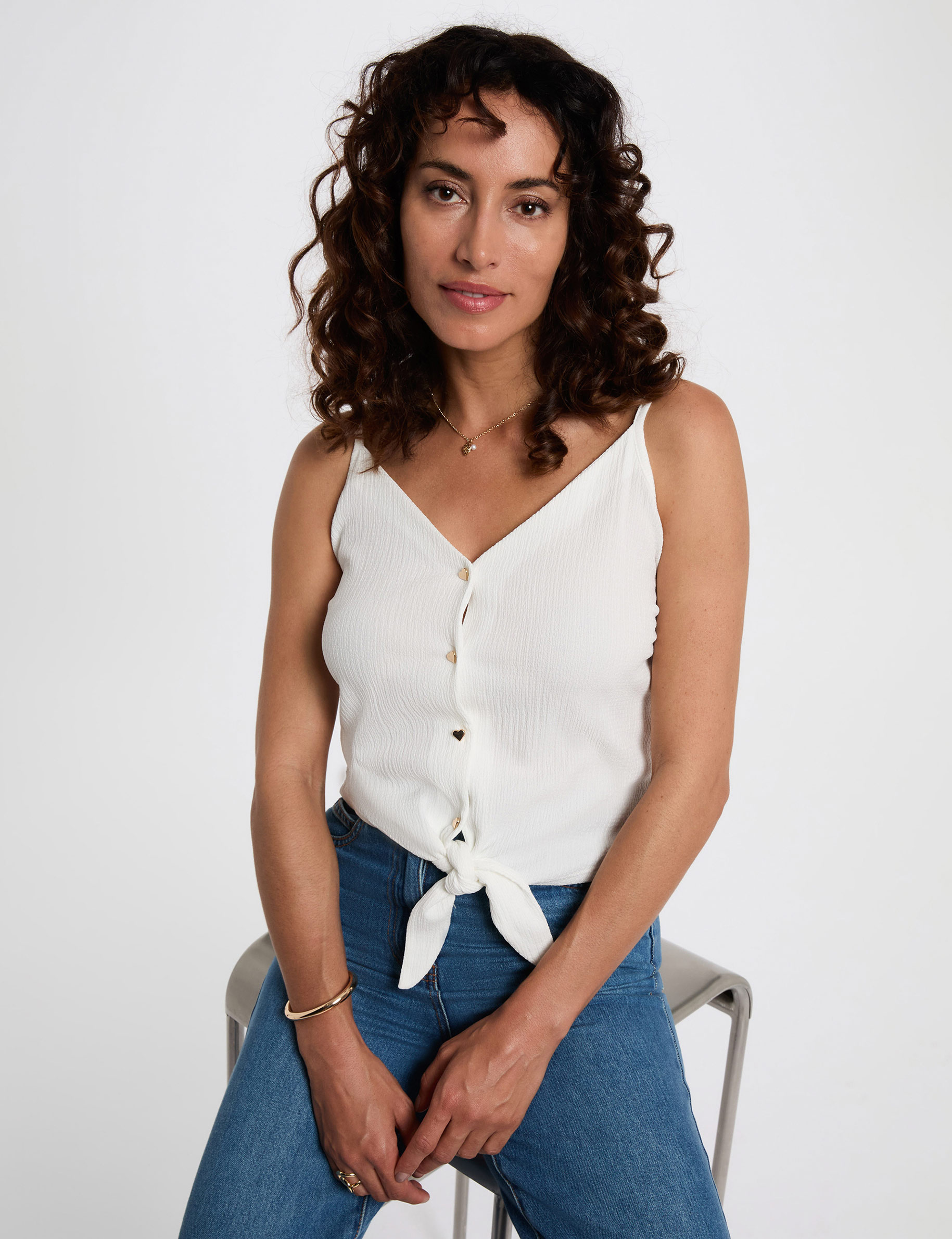 top mit dunnen tragern weiss damen Top mit dünnen Trägern weiss damen