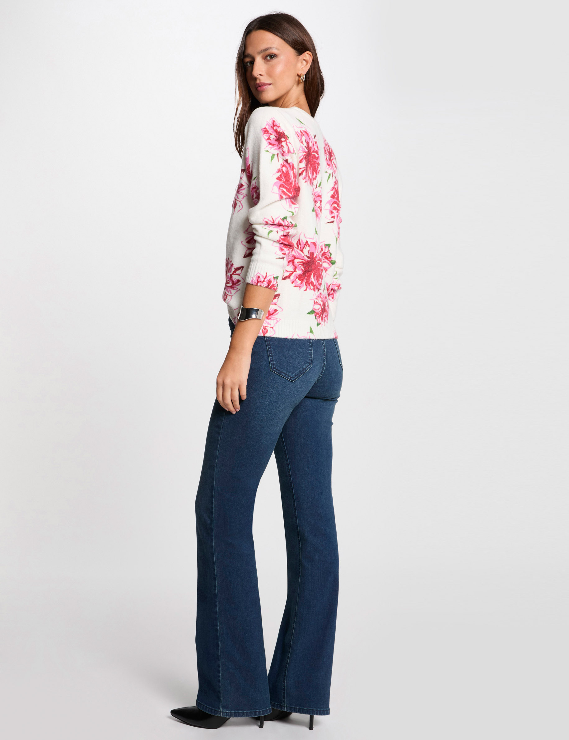 pullover mit blumenmuster elfenbein damen Pullover mit Blumenmuster elfenbein damen