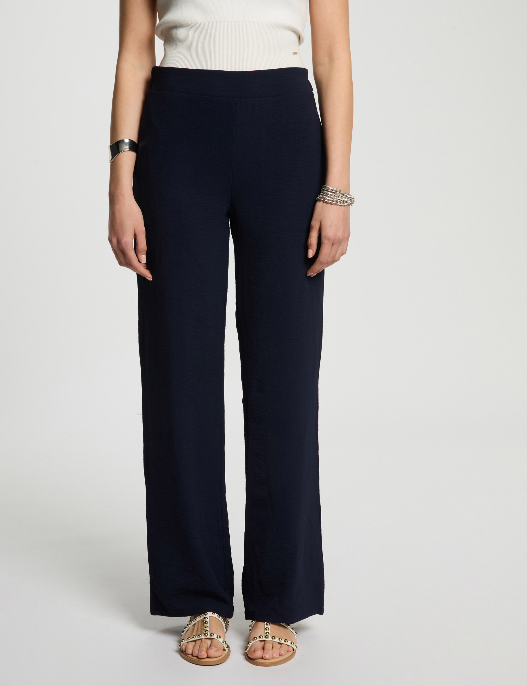 Fließende weite Hose marineblau damen