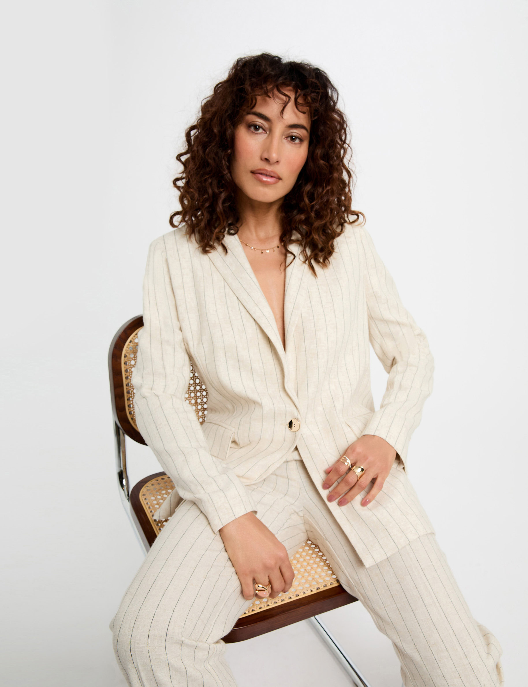gestreifter blazer beige damen Gestreifter Blazer beige damen