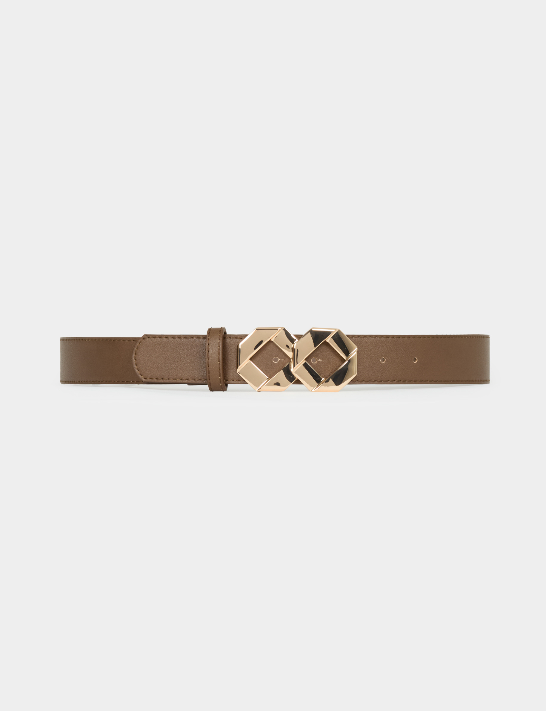 Schmaler G&uuml;rtel aus Kunstleder marron clair damen