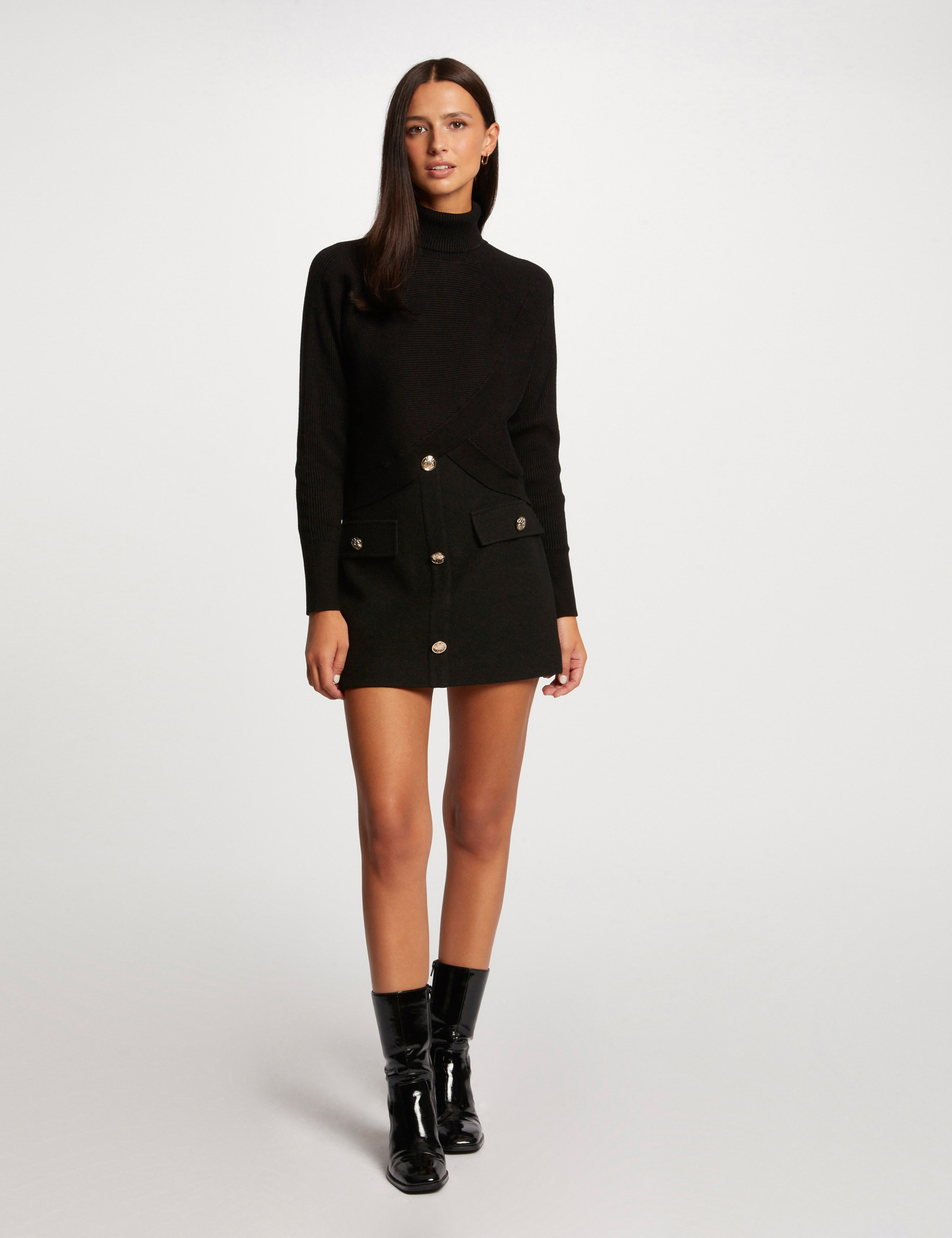 pull manches longues effet croise noir femme Pull manches longues effet croisé noir femme