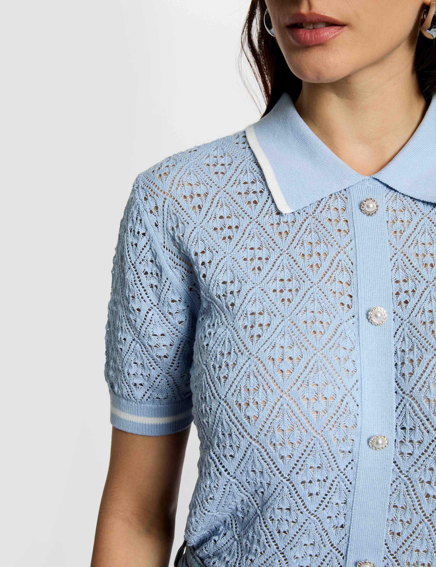 Strickjacke mit Reverskragen himmelblau damen