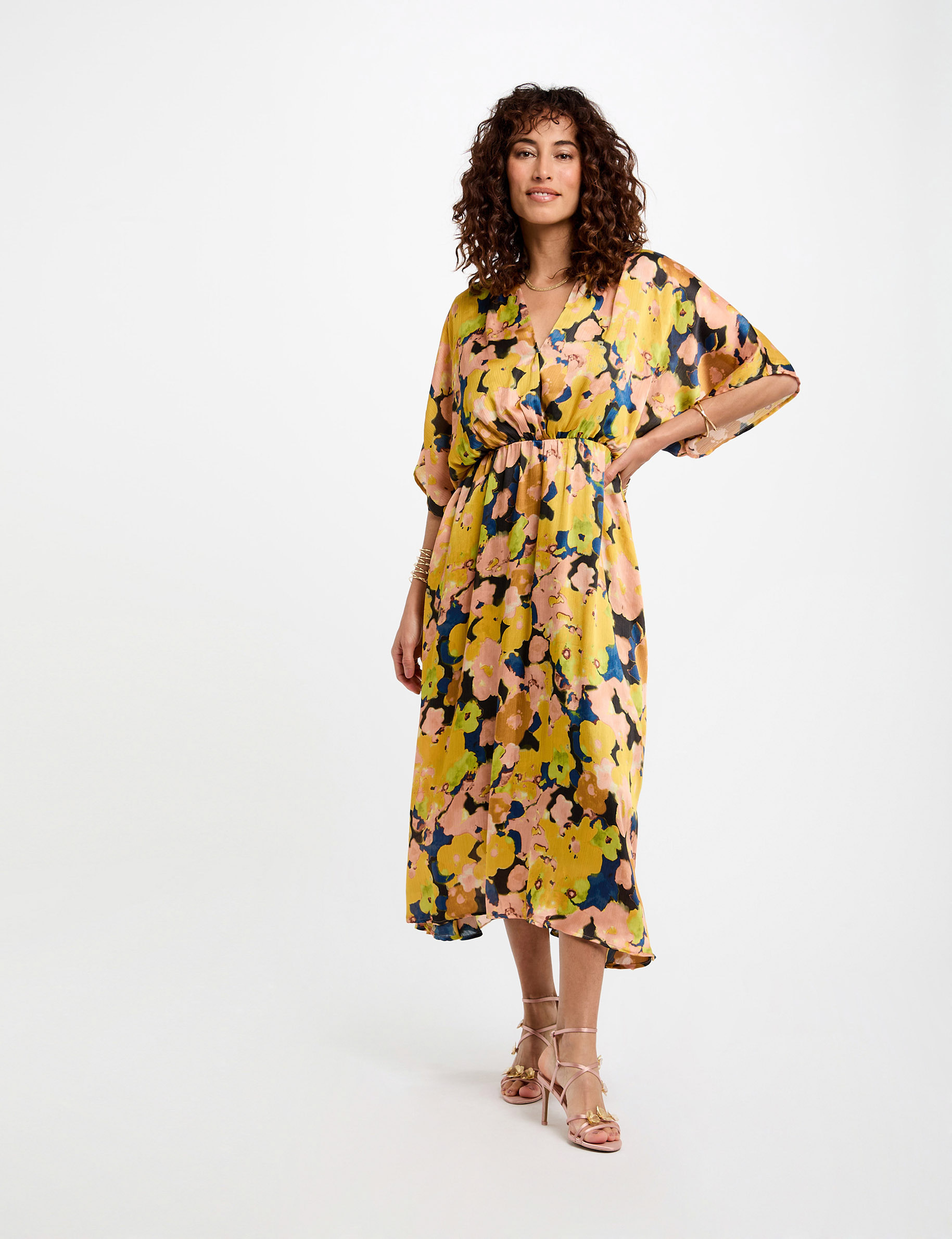 robe midi droite imprimee multicolore femme Robe midi droite imprimée multicolore femme