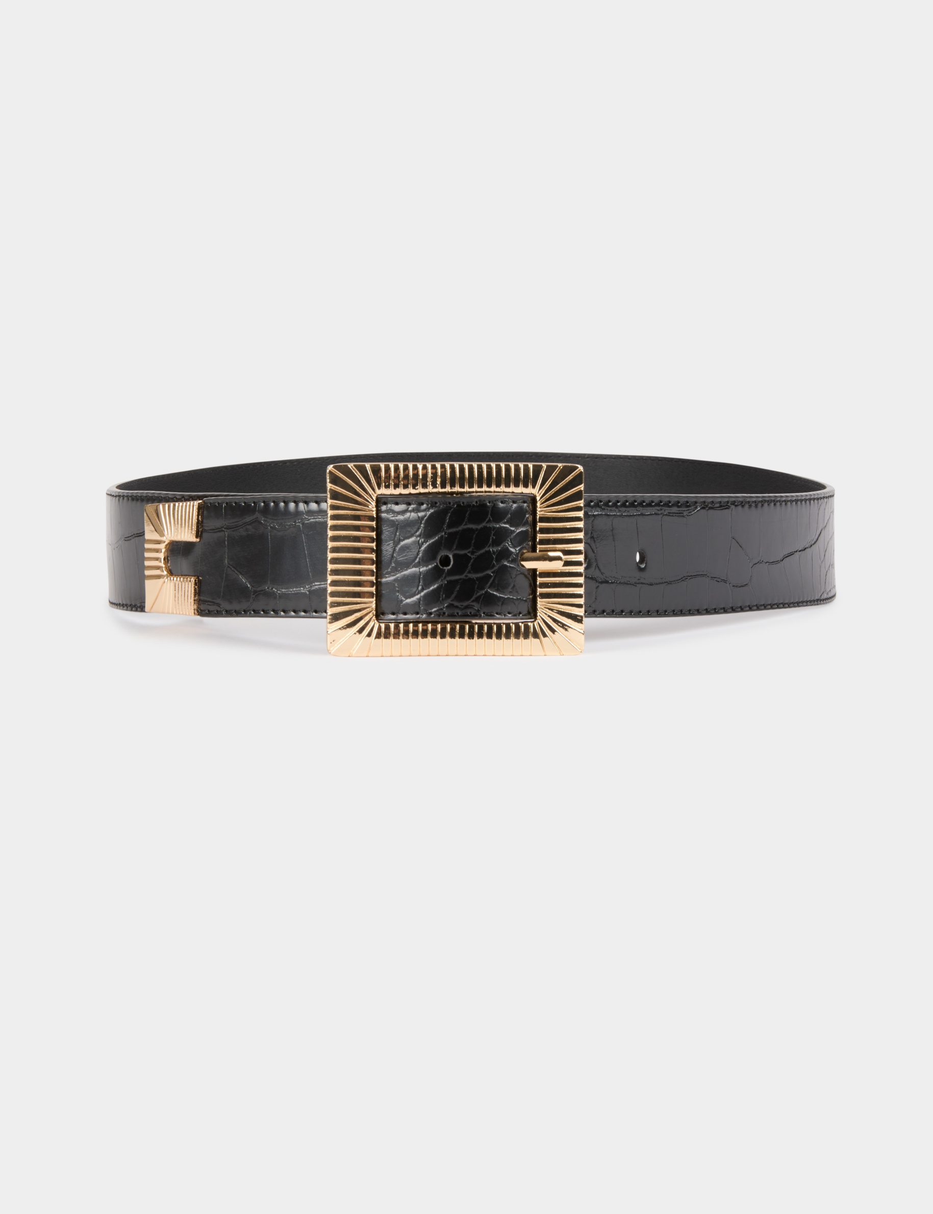 Ceinture aspect croco noir femme