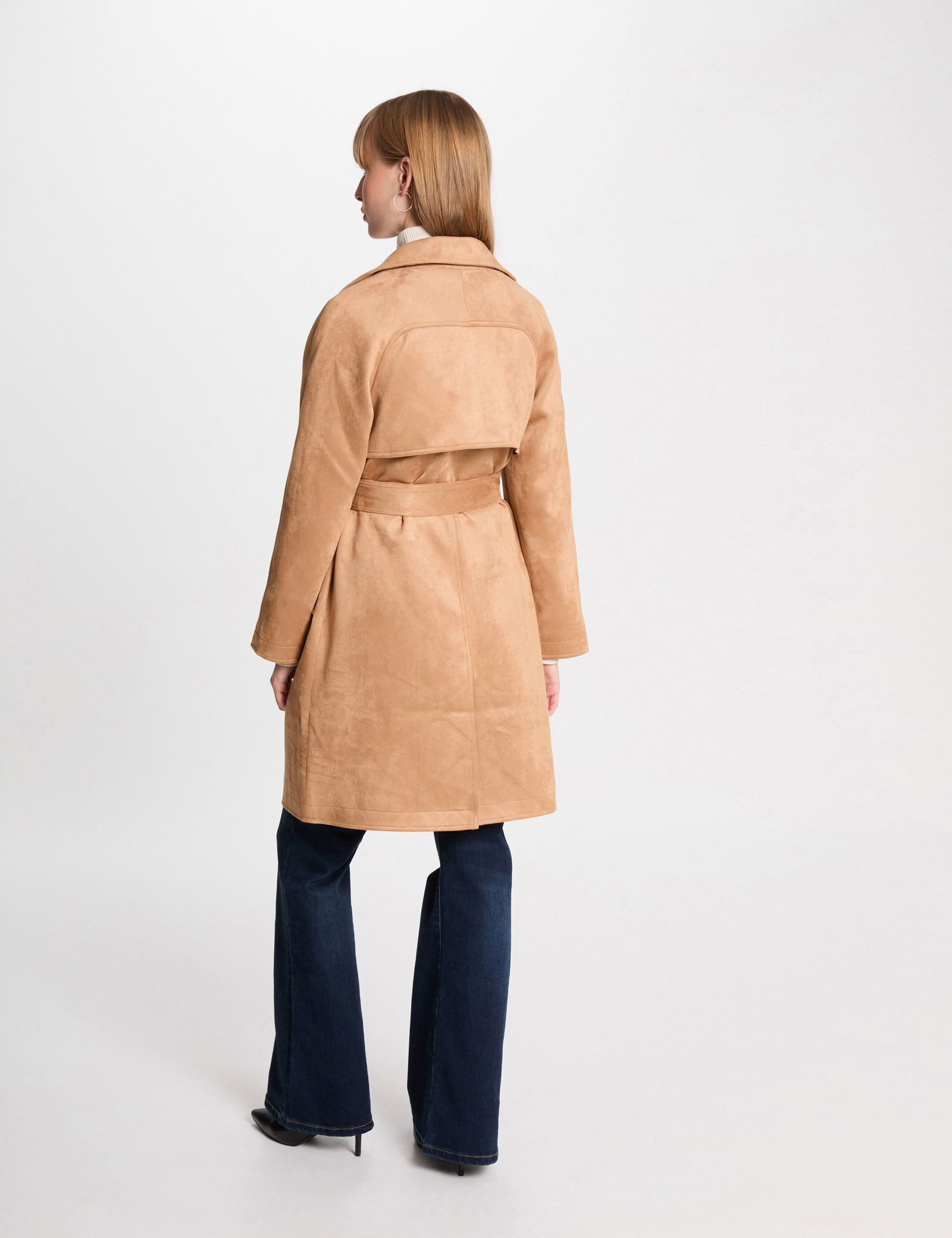 langer wildleder trenchcoat marron clair damen Langer Wildleder-Trenchcoat marron clair damen