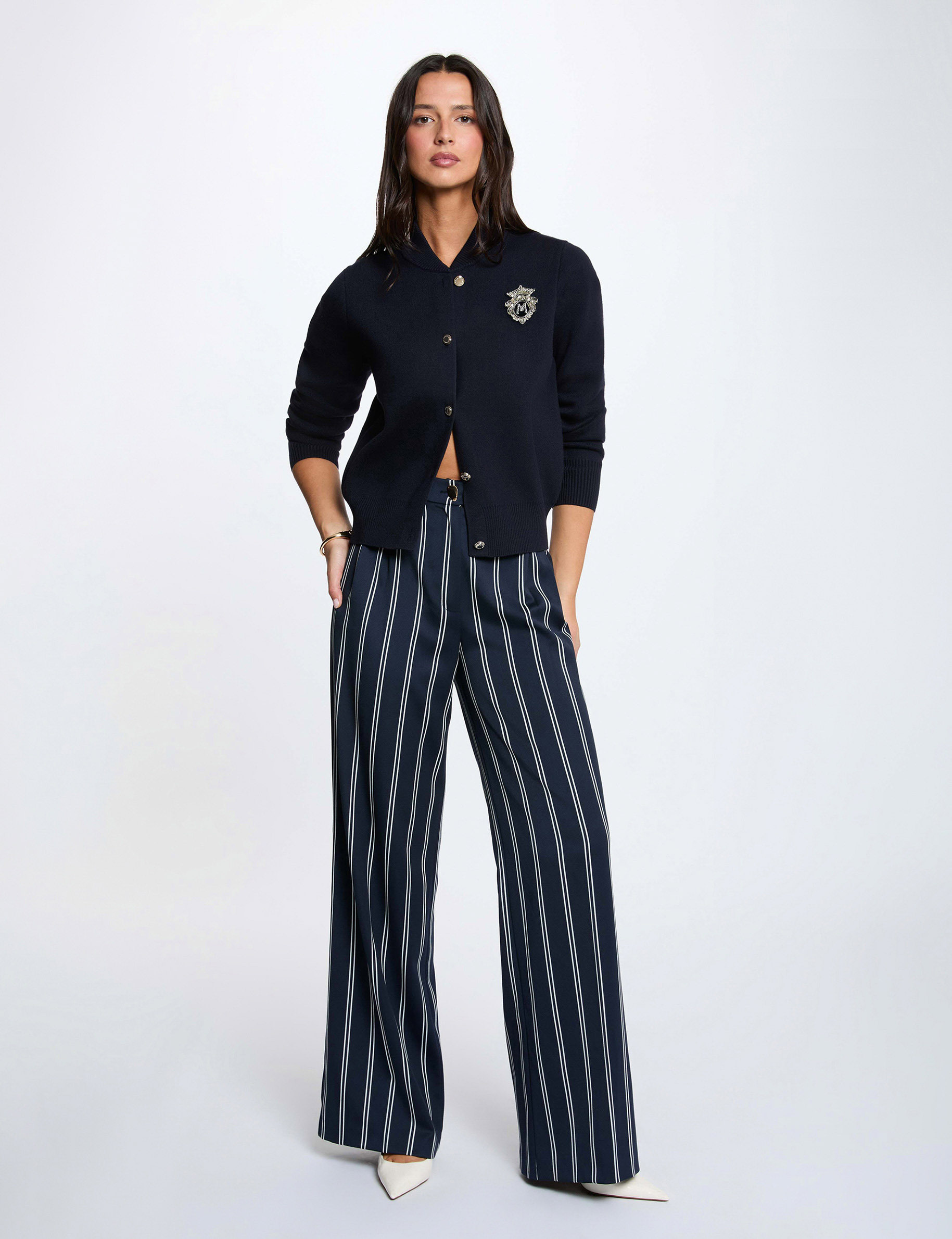 Veste col teddy bleu marine femme