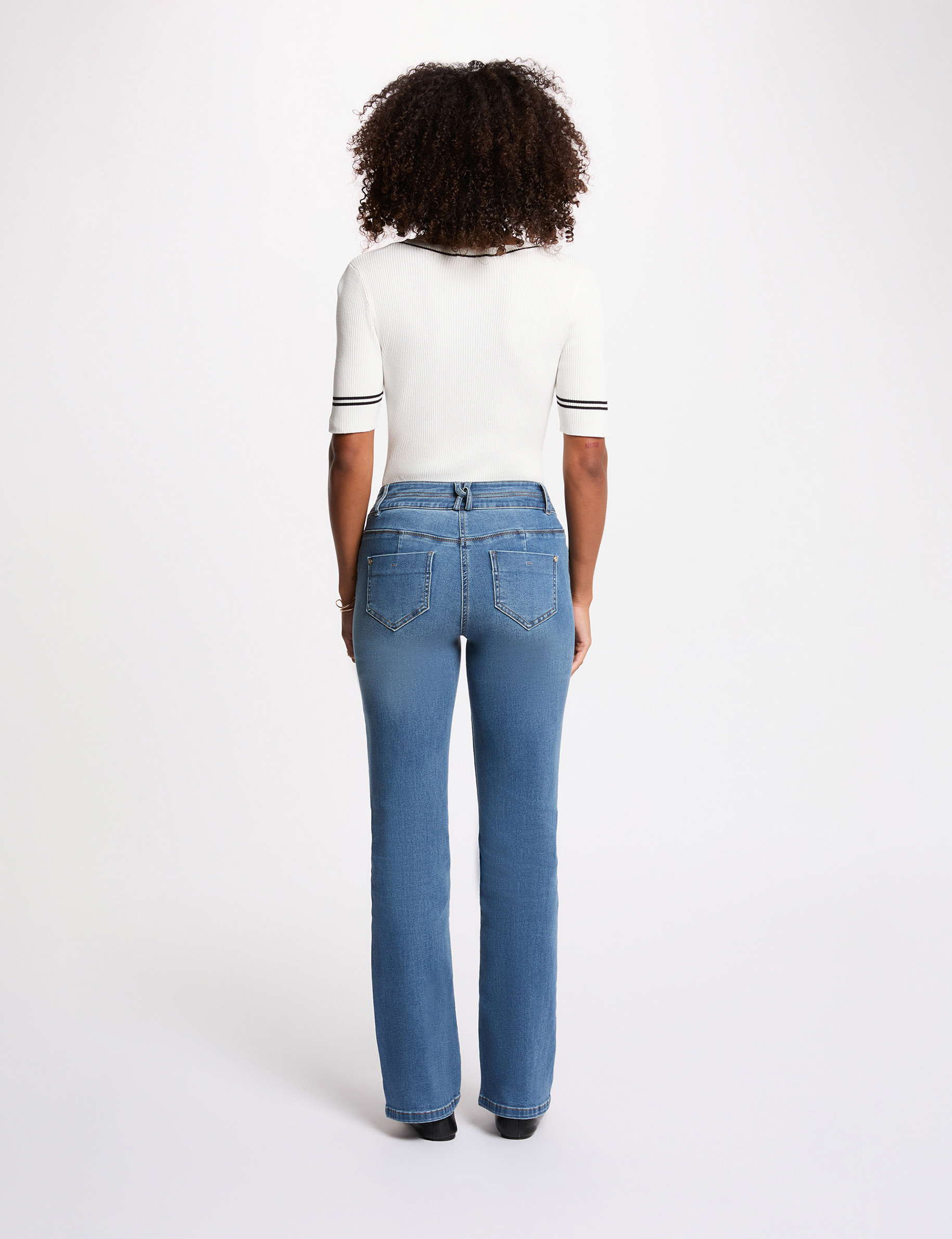 Figurbetonter V-Pullover weiss damen