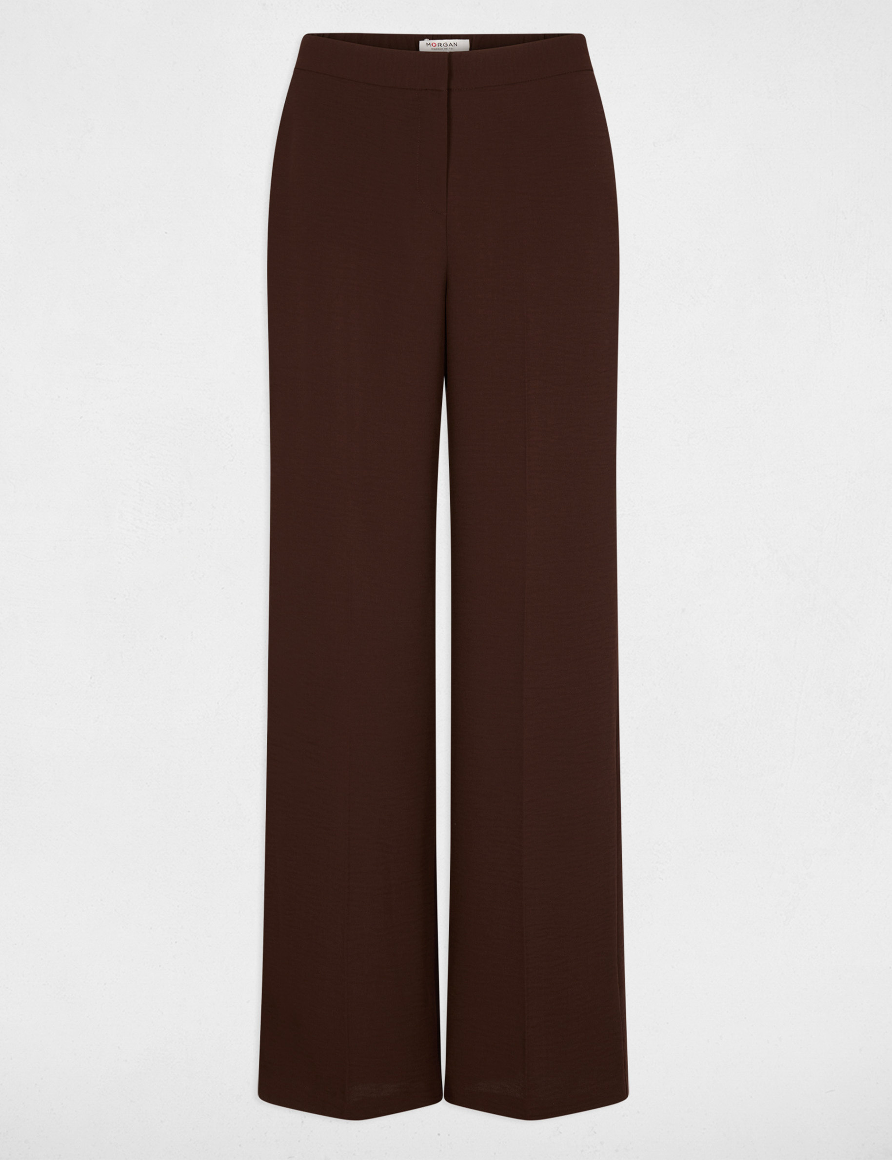 Pantalon large fluide marron fonc&eacute; femme