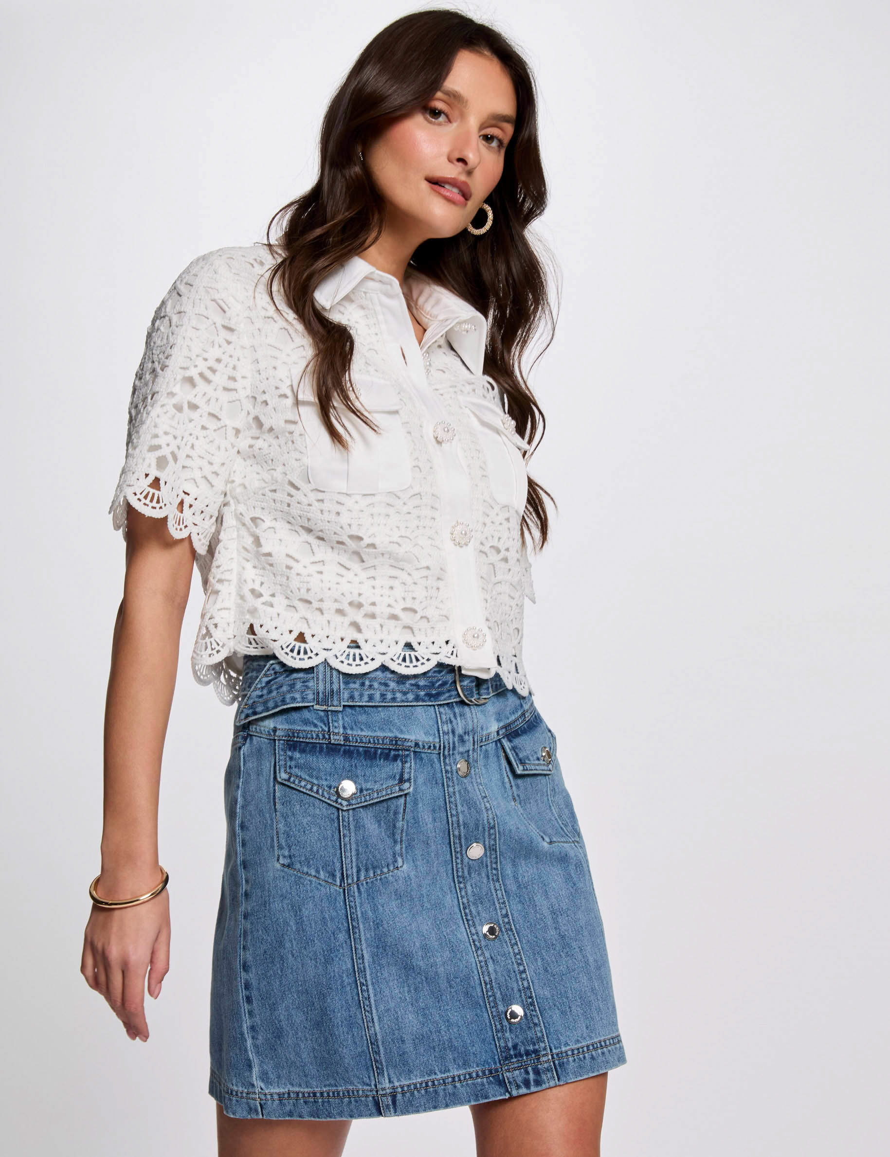jupe courte en jean denim stone femme Jupe courte en jean denim stone femme