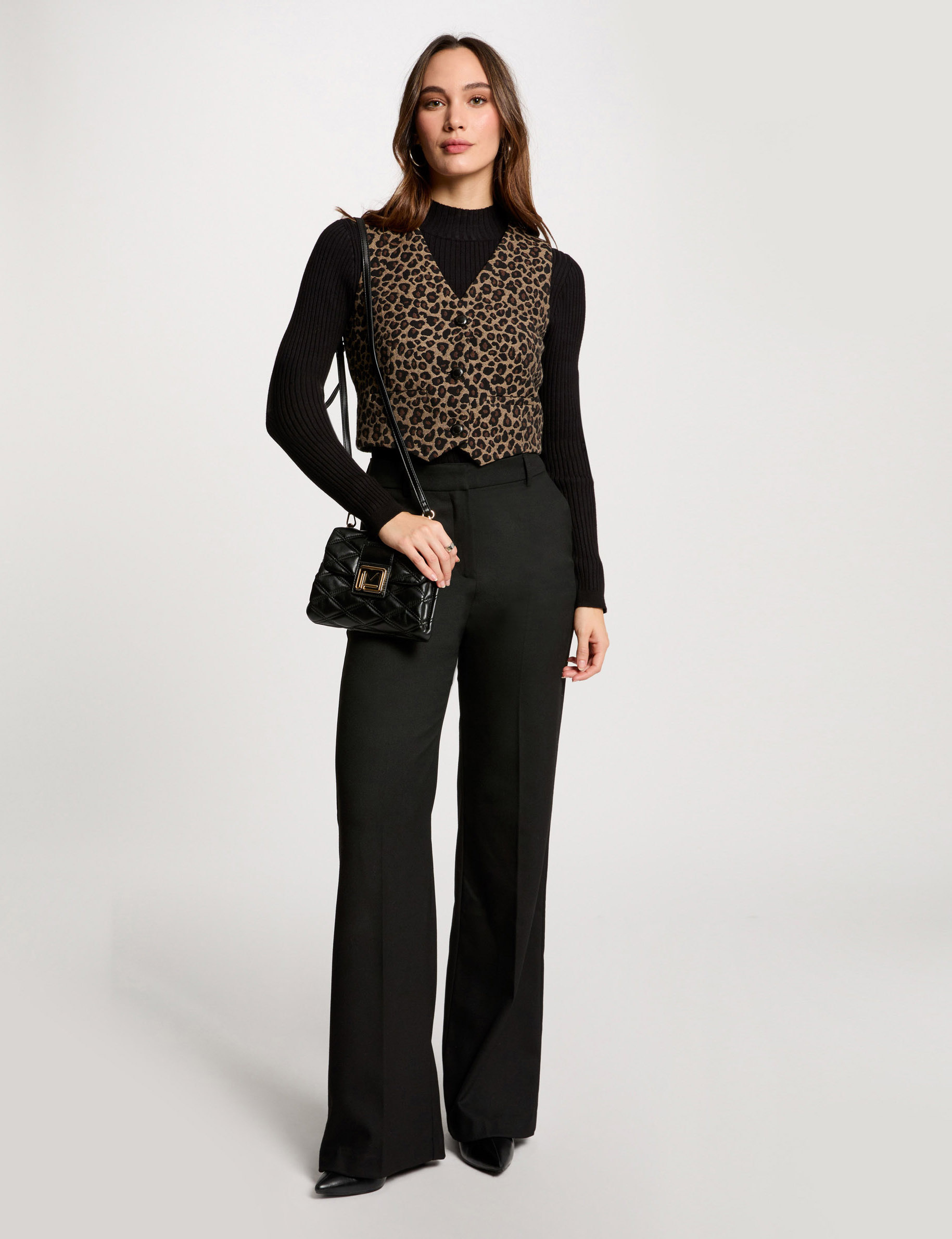pantalon large a pinces noir femme Pantalon large à pinces noir femme