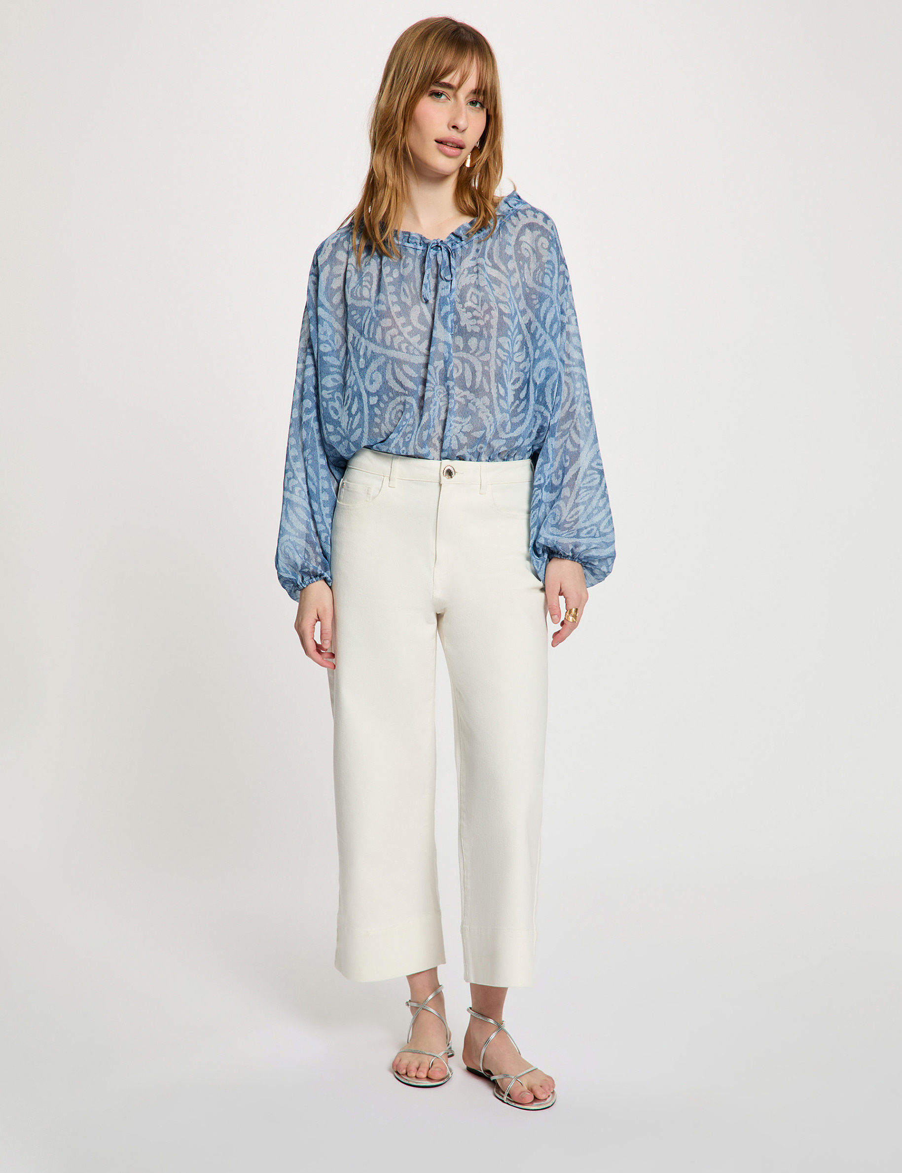 Oberteil mit Puff&auml;rmeln mehrfarbig damen