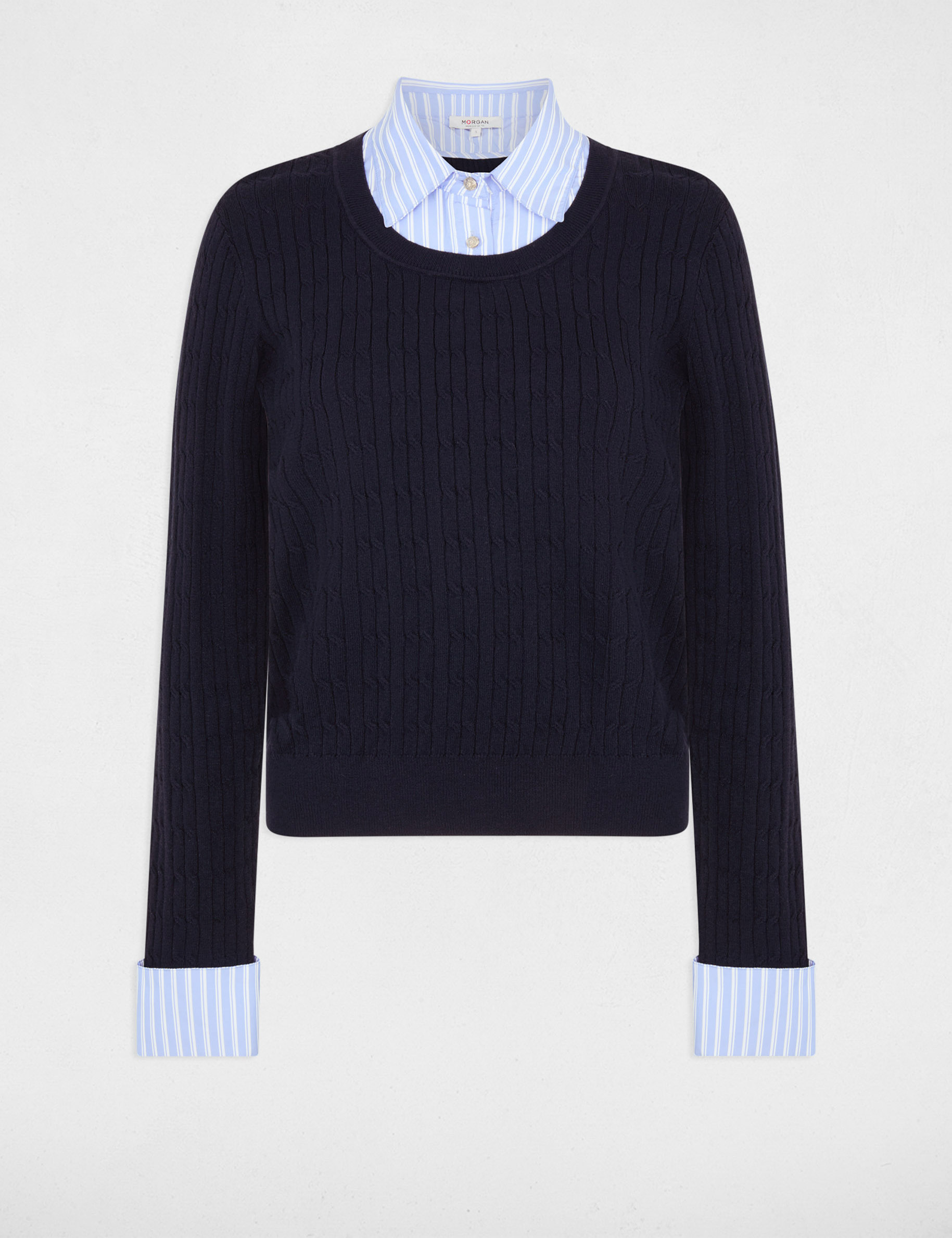 Pullover mit Reverskragen marineblau damen