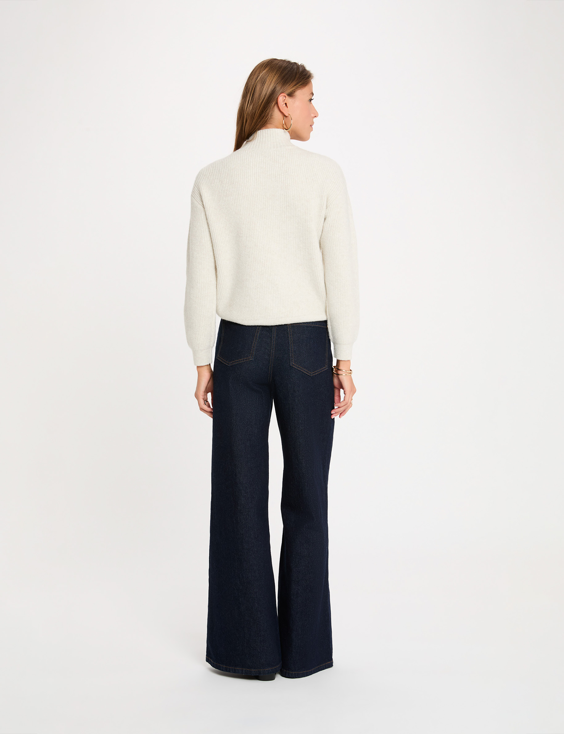 Rollkragenpullover elfenbein damen