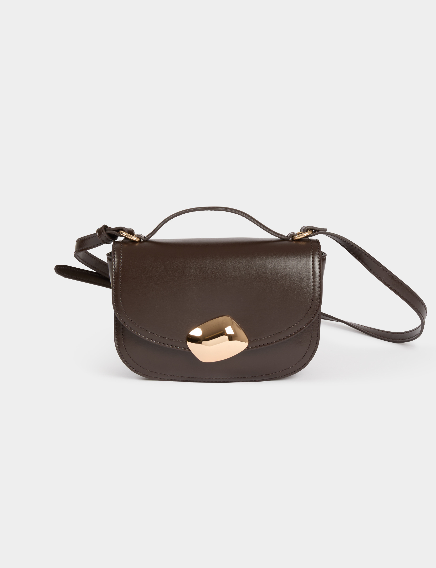 Sac bo&icirc;te boucle marron fonc&eacute; femme