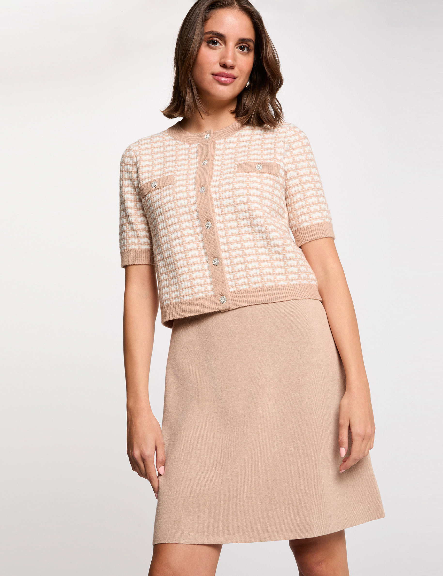 2-in-1 Strickkleid maulwurfsgrau damen