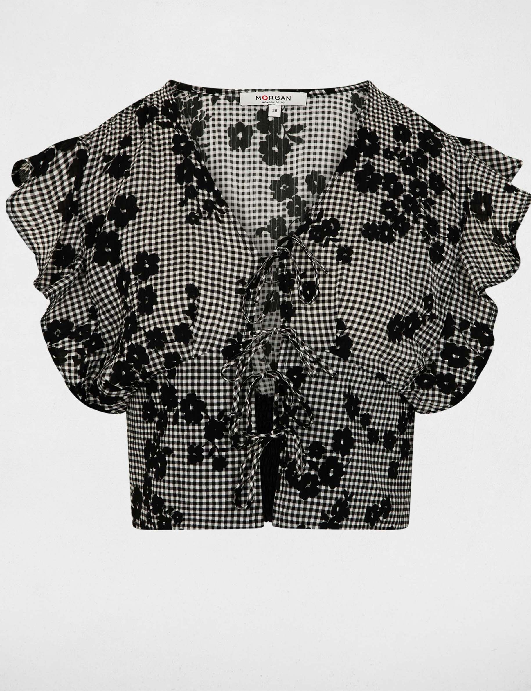 Chemise col v imprim&eacute;e multicolore femme