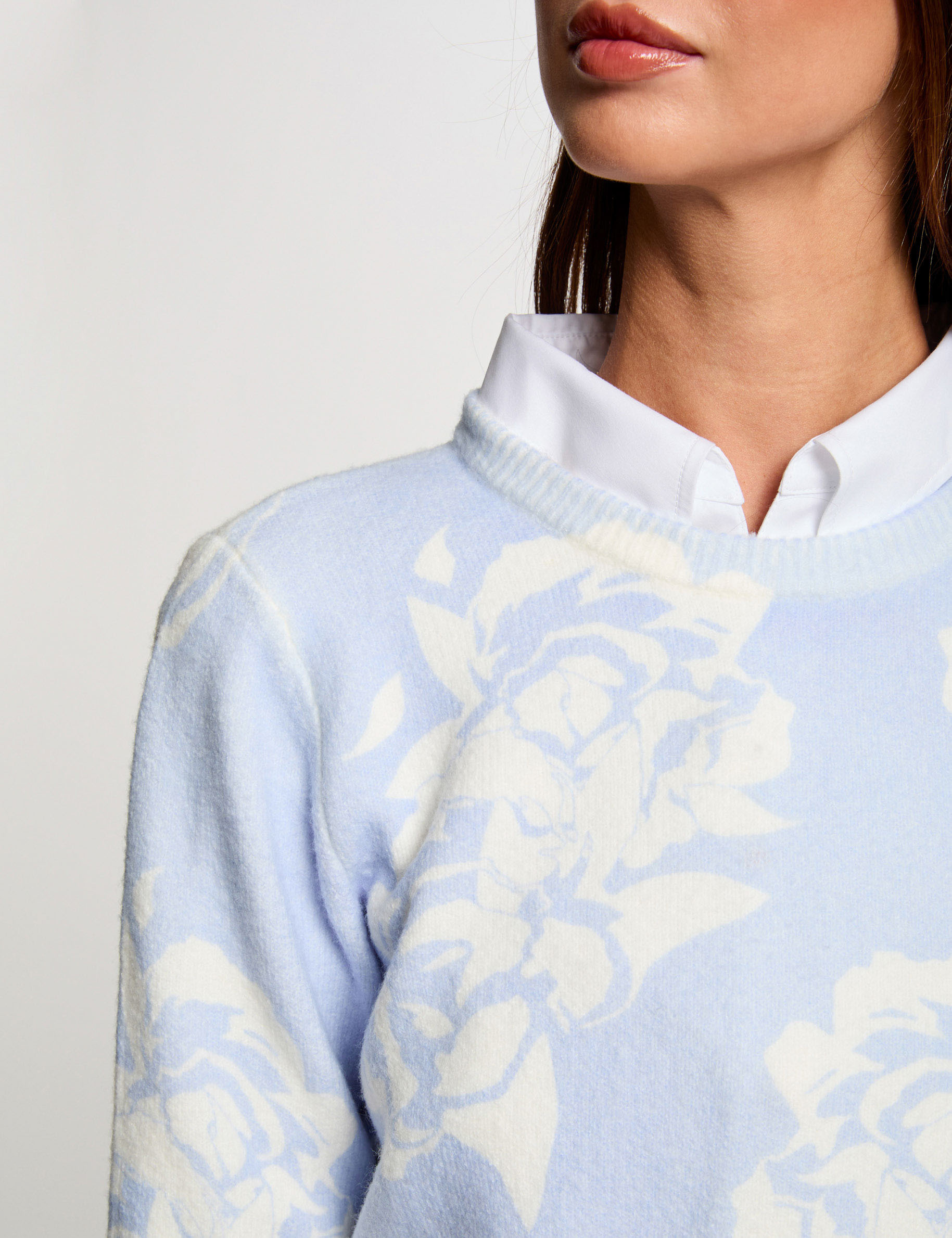 rundhalspullover mit print himmelblau damen Rundhalspullover mit Print himmelblau damen