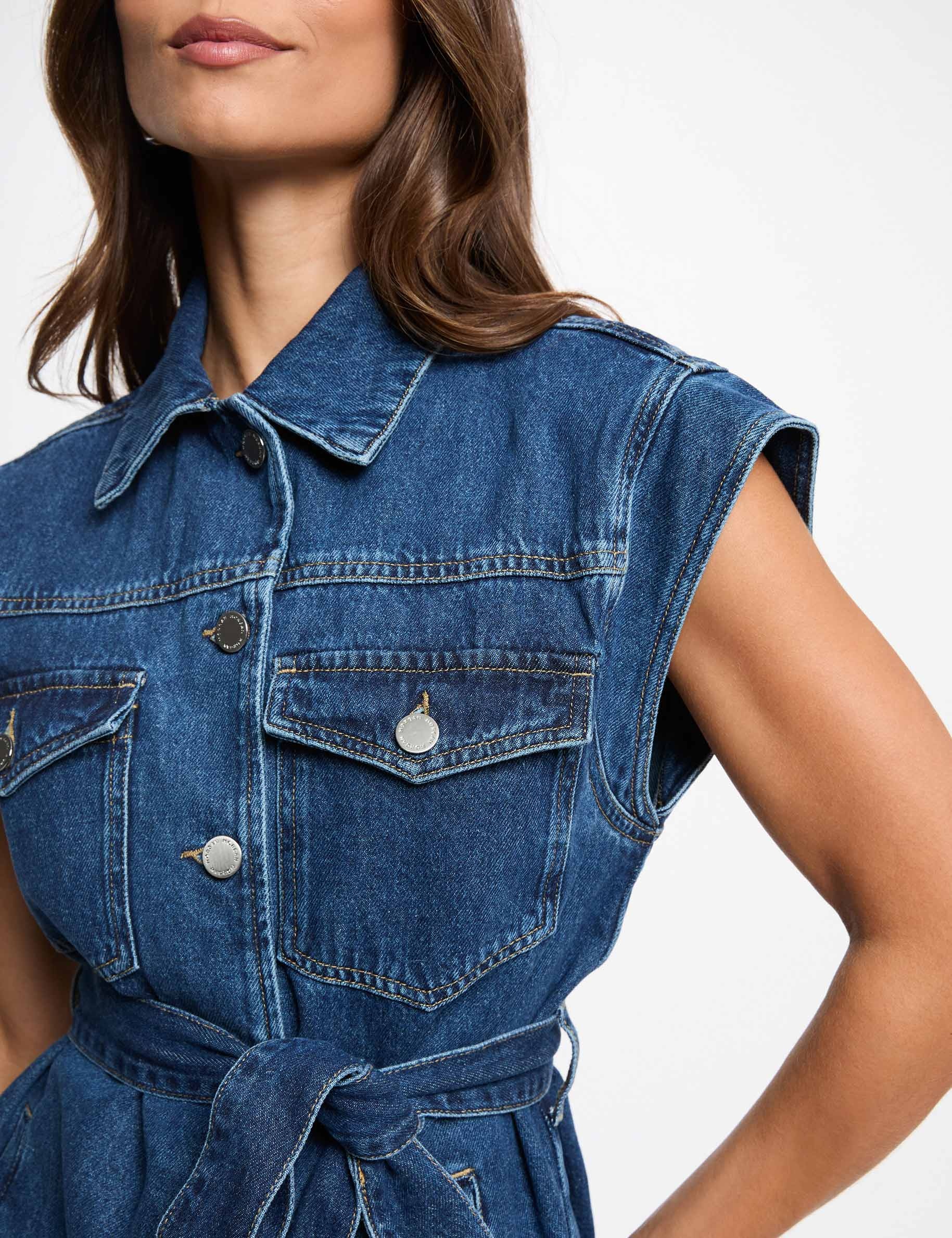 &Auml;rmellose Jeansjacke rohes denim damen