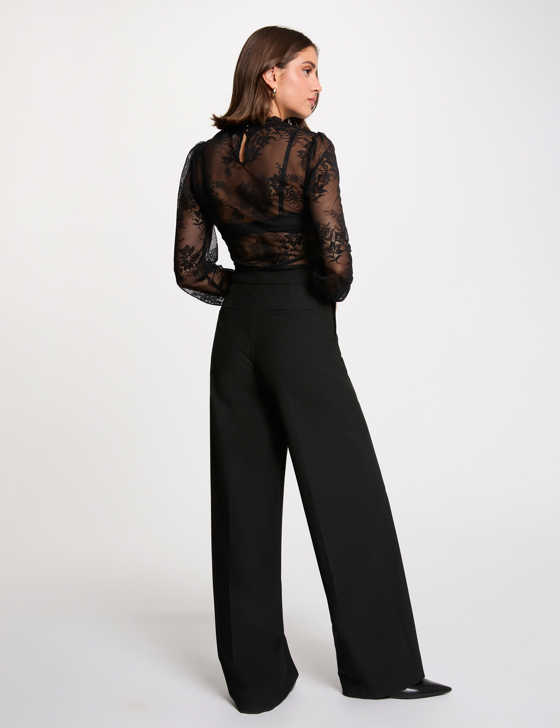 Body dentelle manches longues noir femme