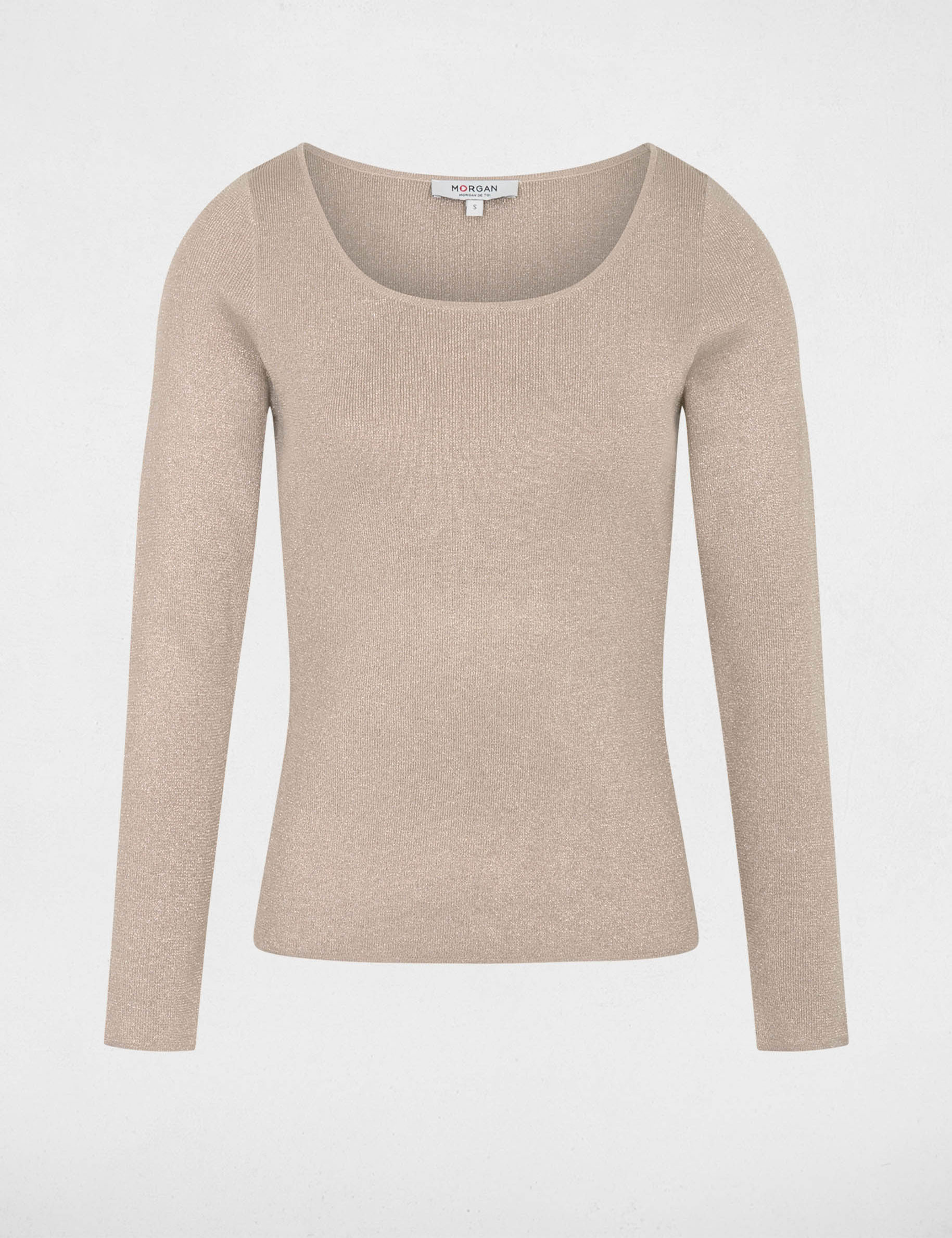 Pull cintr&eacute; col u ecru femme