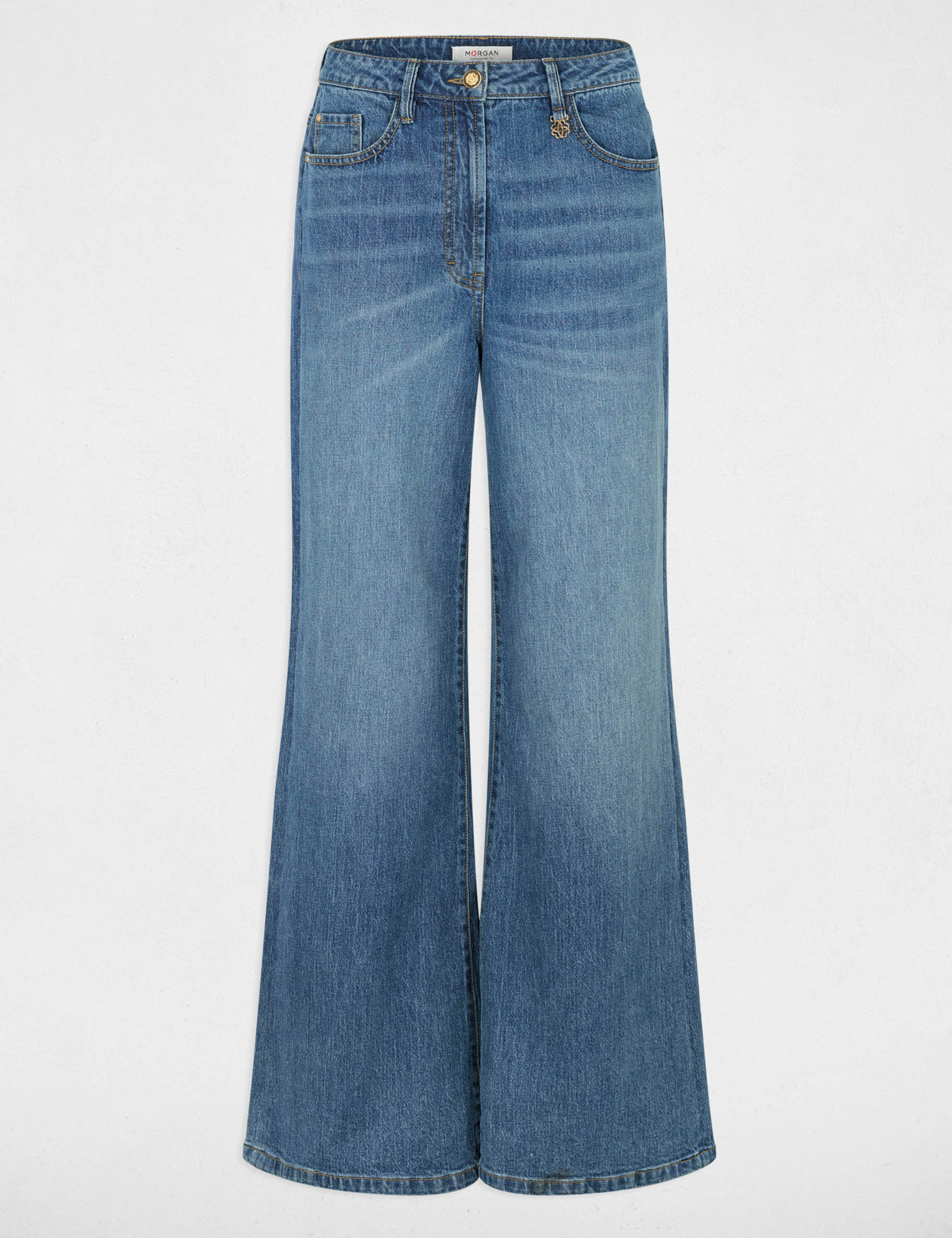 Jean large taille haute denim stone femme