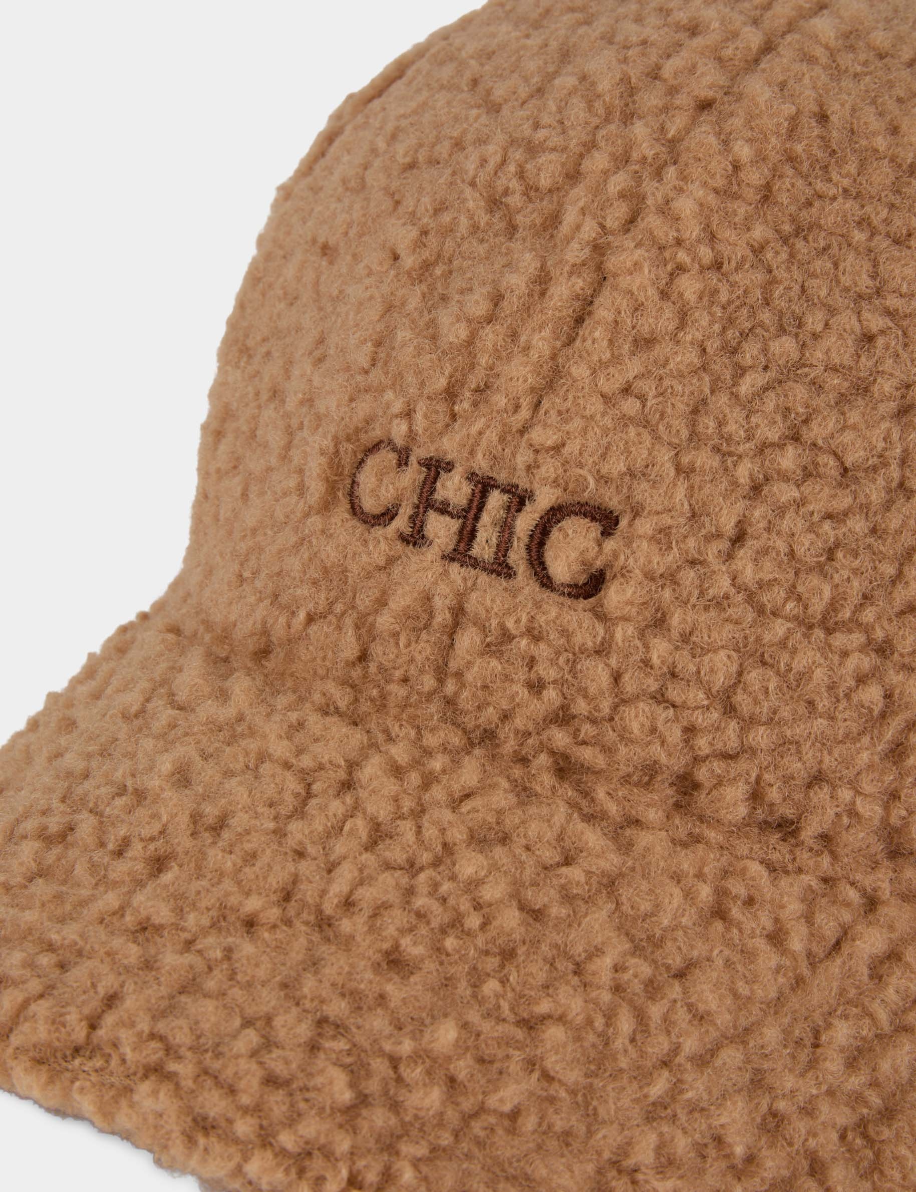 Casquette fausse fourrure camel femme