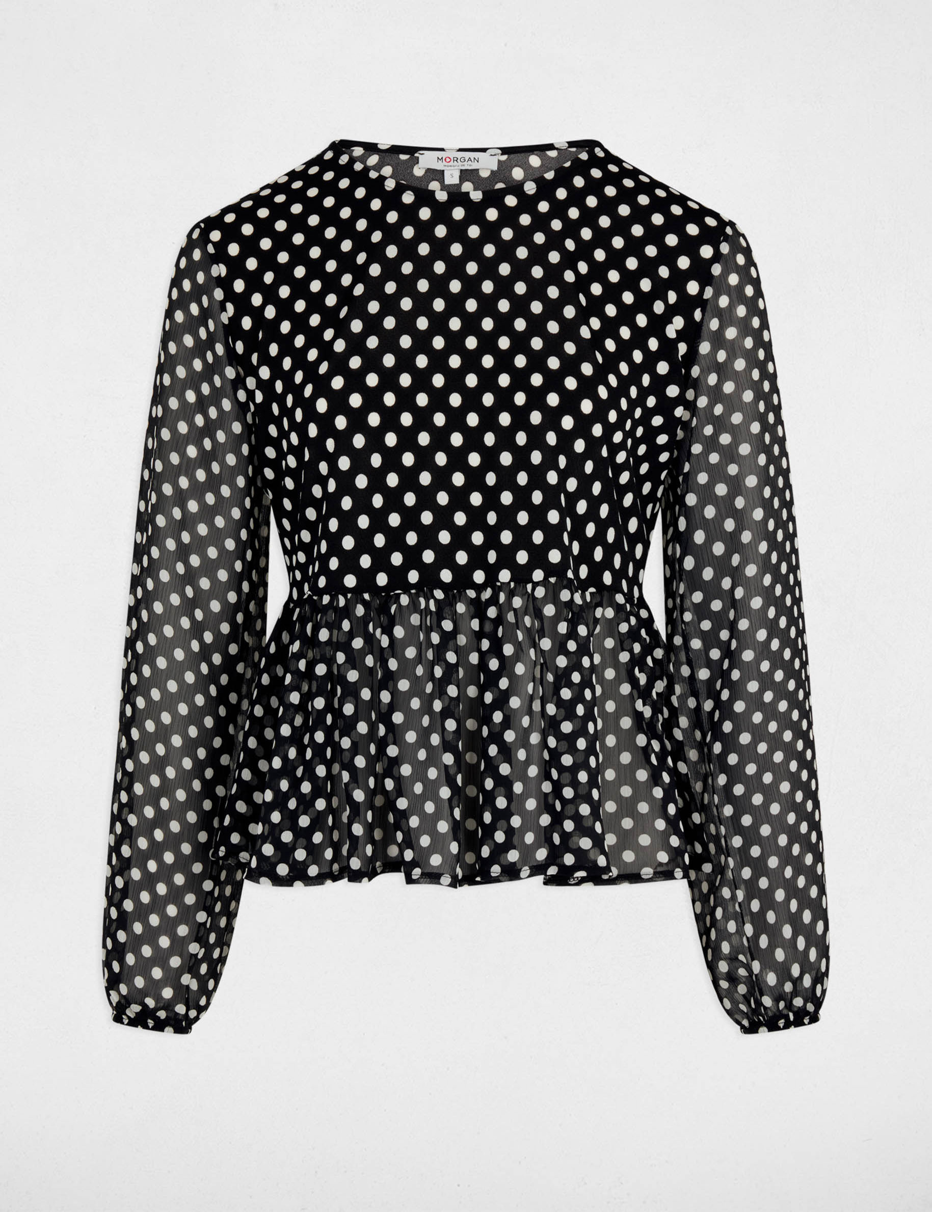 T-Shirt aus Voile mit Rundhalsausschnitt schwarz damen