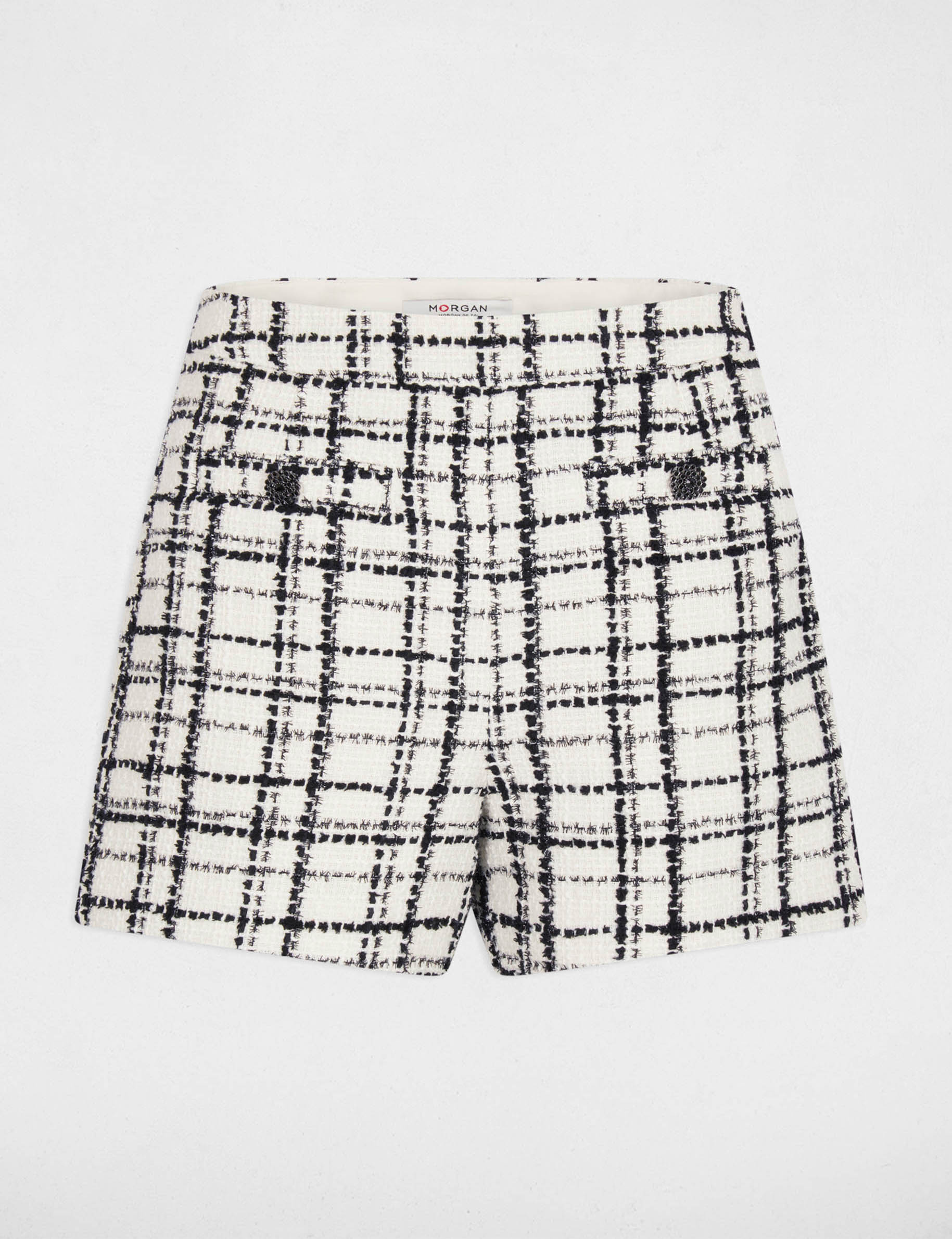 Hochgeschnittene Tweed-Shorts mehrfarbig damen