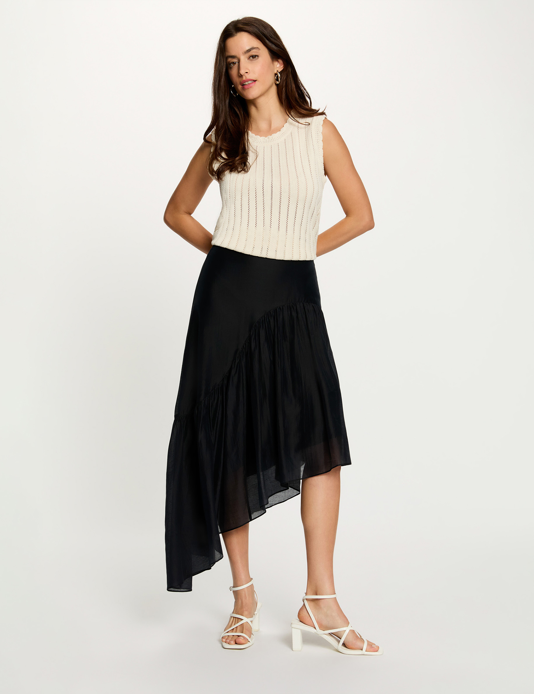 Top sans manches c&ocirc;tel&eacute; creme femme