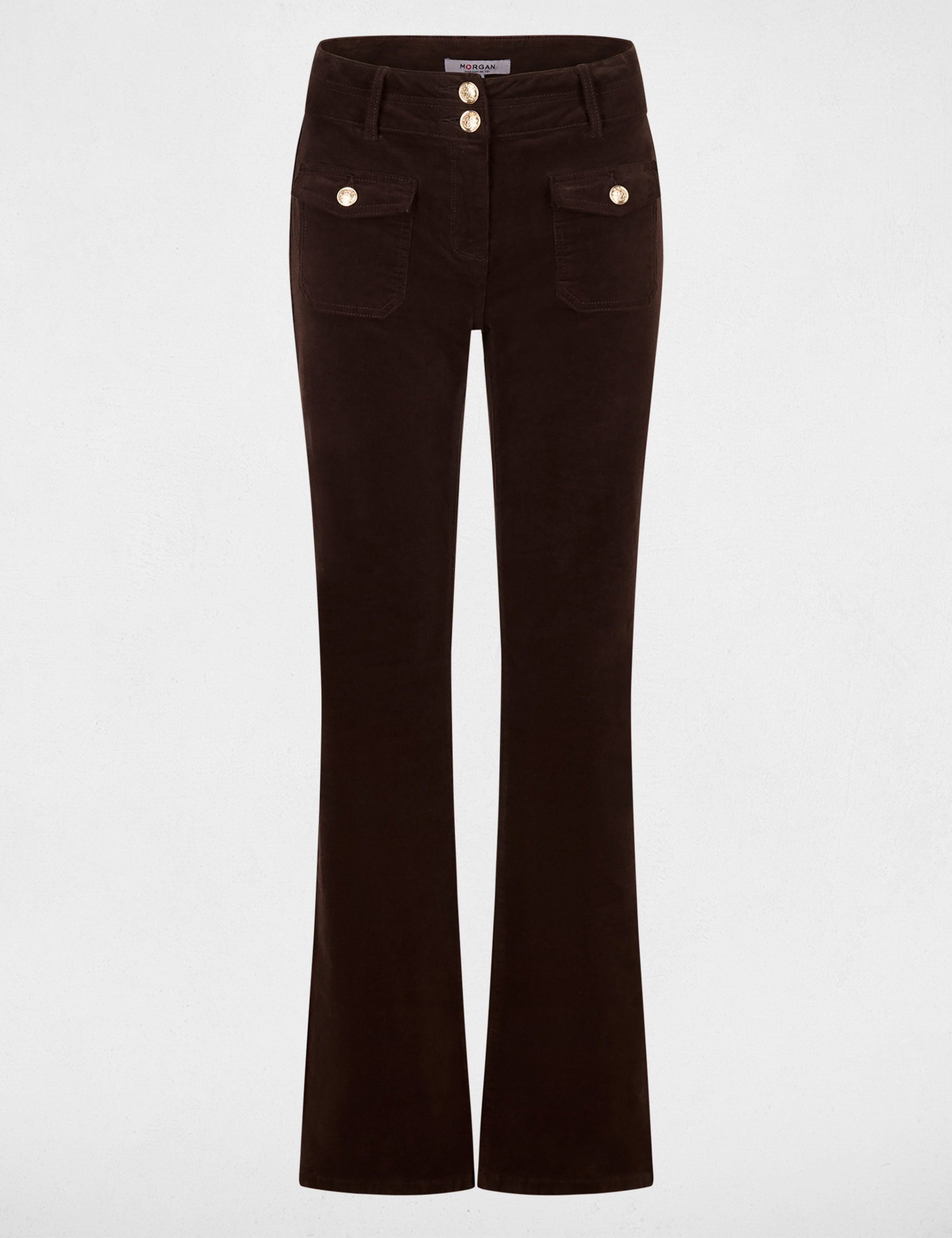 Figurbetonte Samthose dunkelbraun damen