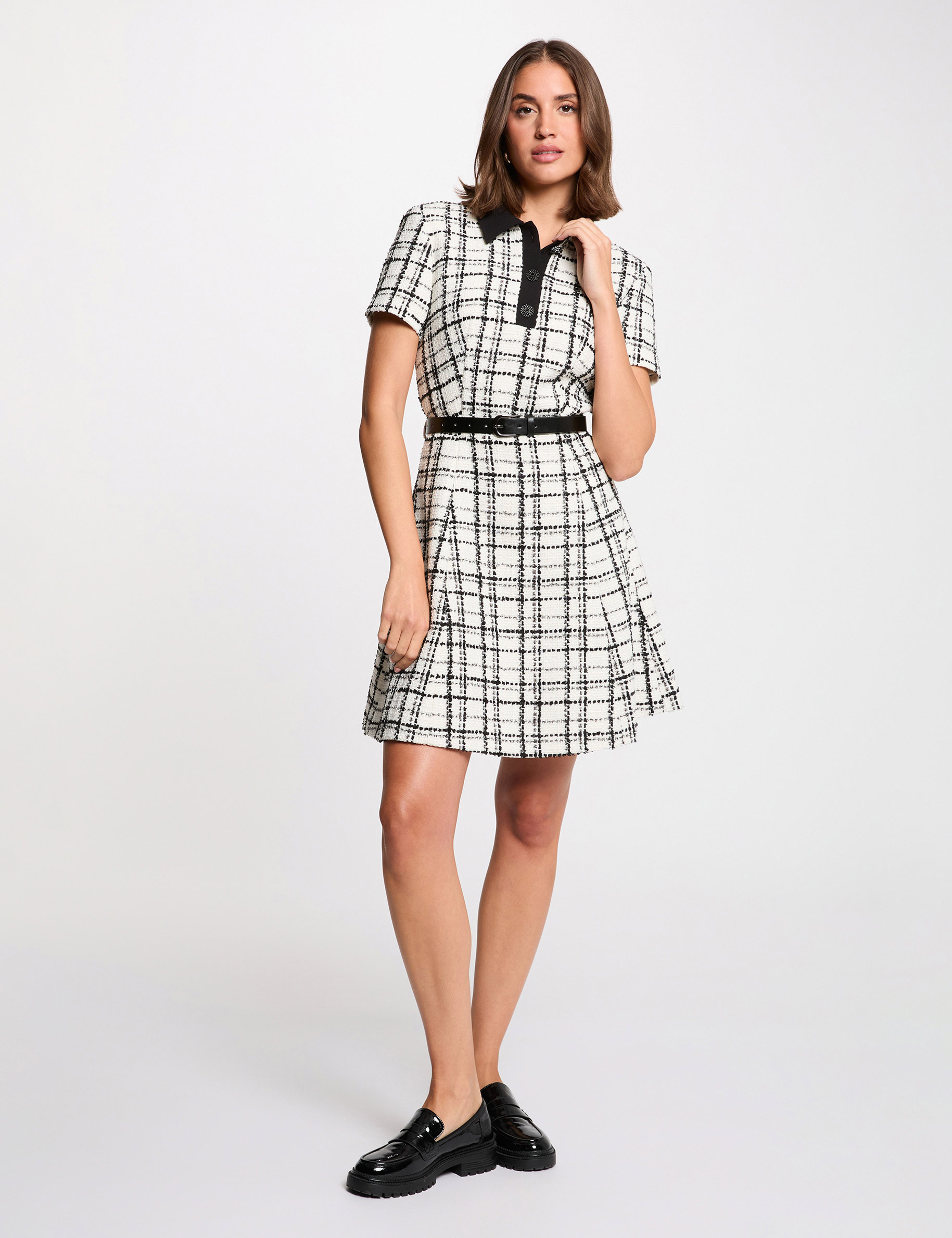 Kurzes, ausgestelltes Kleid mehrfarbig damen