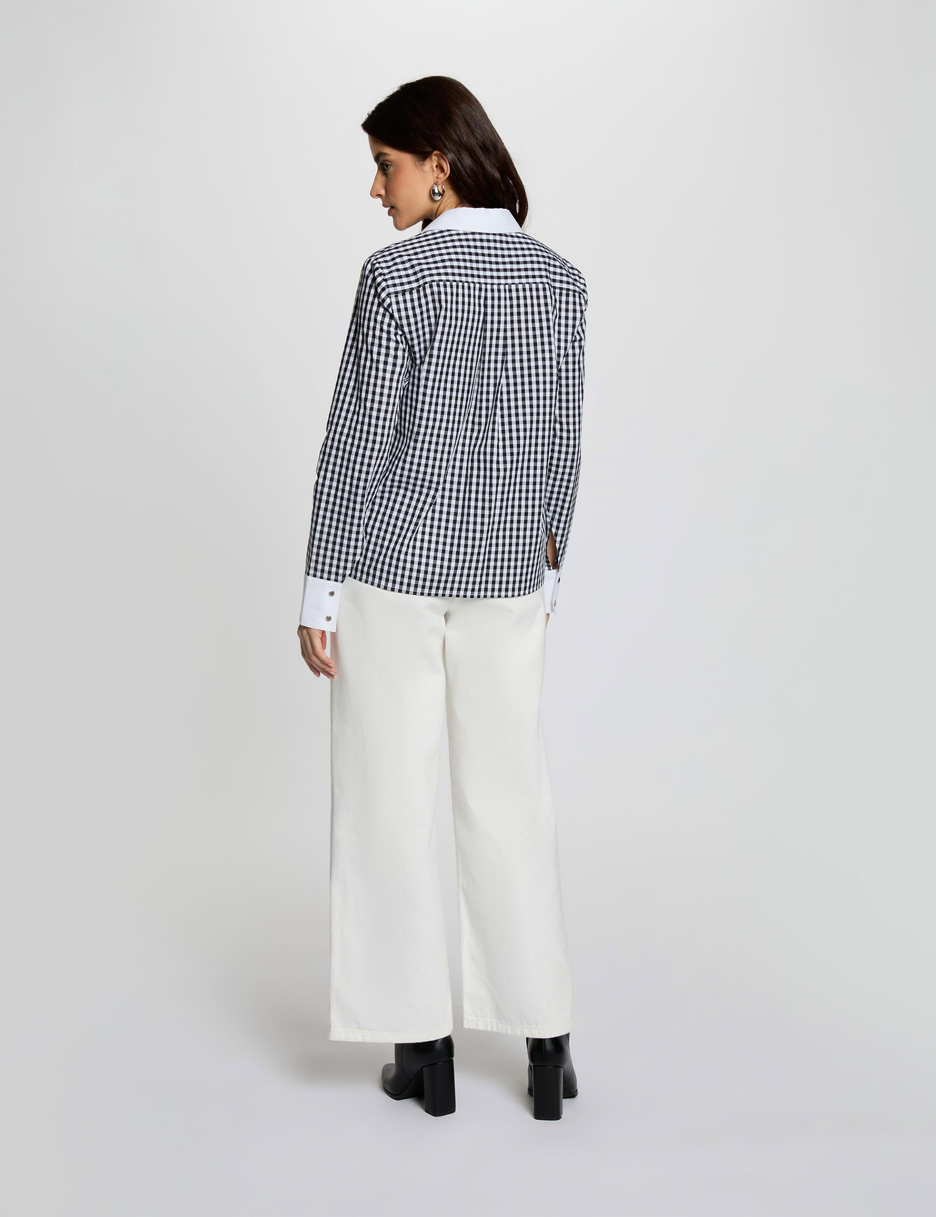 Hemd mit kontrastierendem Kragen mehrfarbig damen