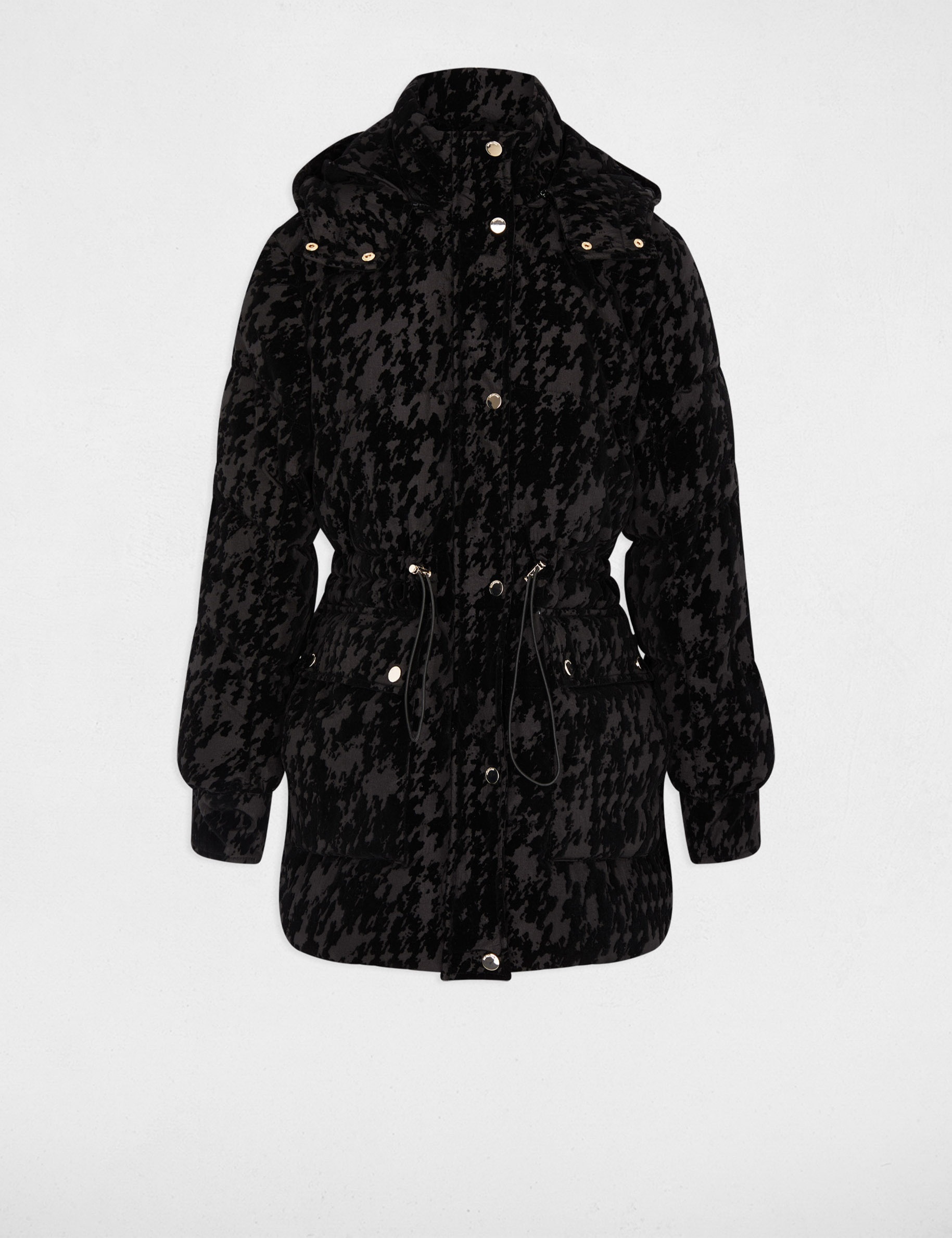 Samt-Daunenjacke schwarz damen