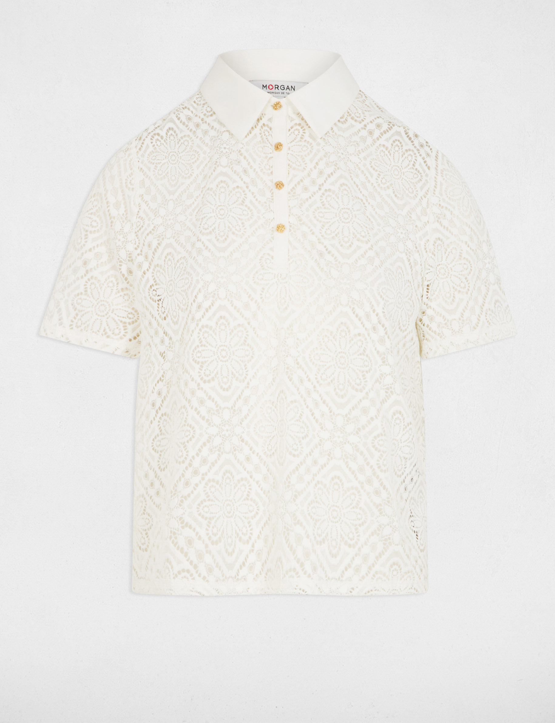 Polo manches courtes blanc femme